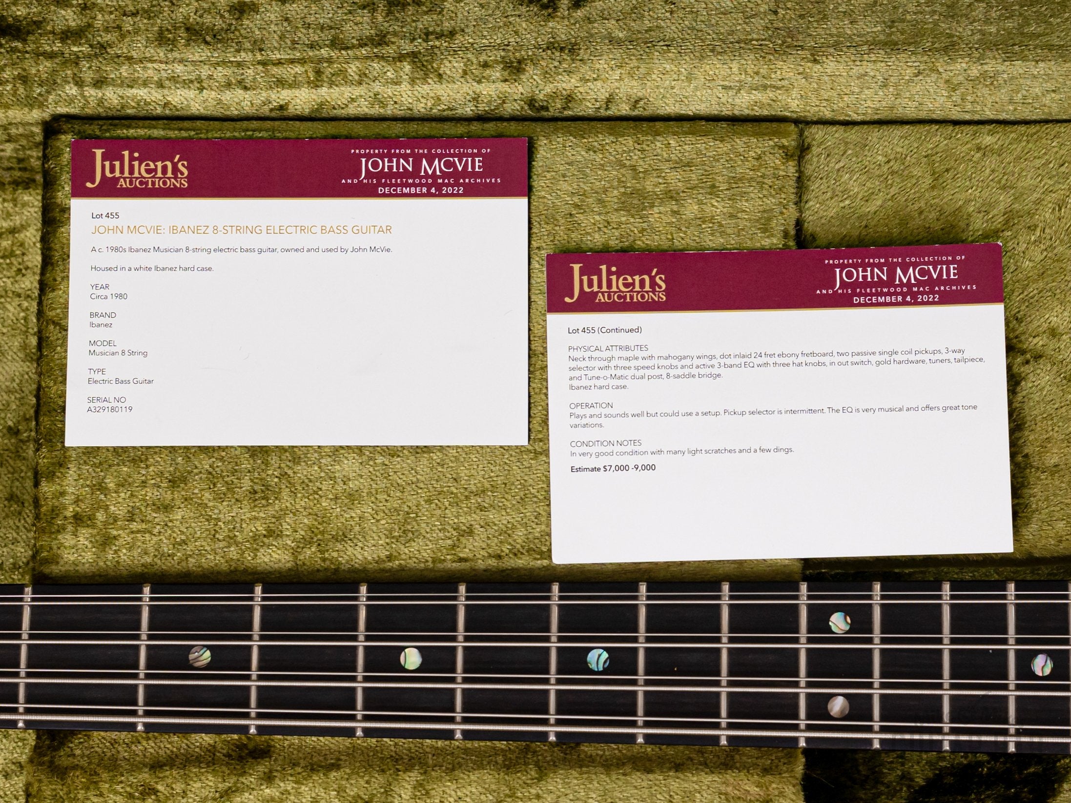1982 Ibanez Musician 8-string ST-980 24-fret, Fleetwood Mac John McVie-Owned w/ Flight Case