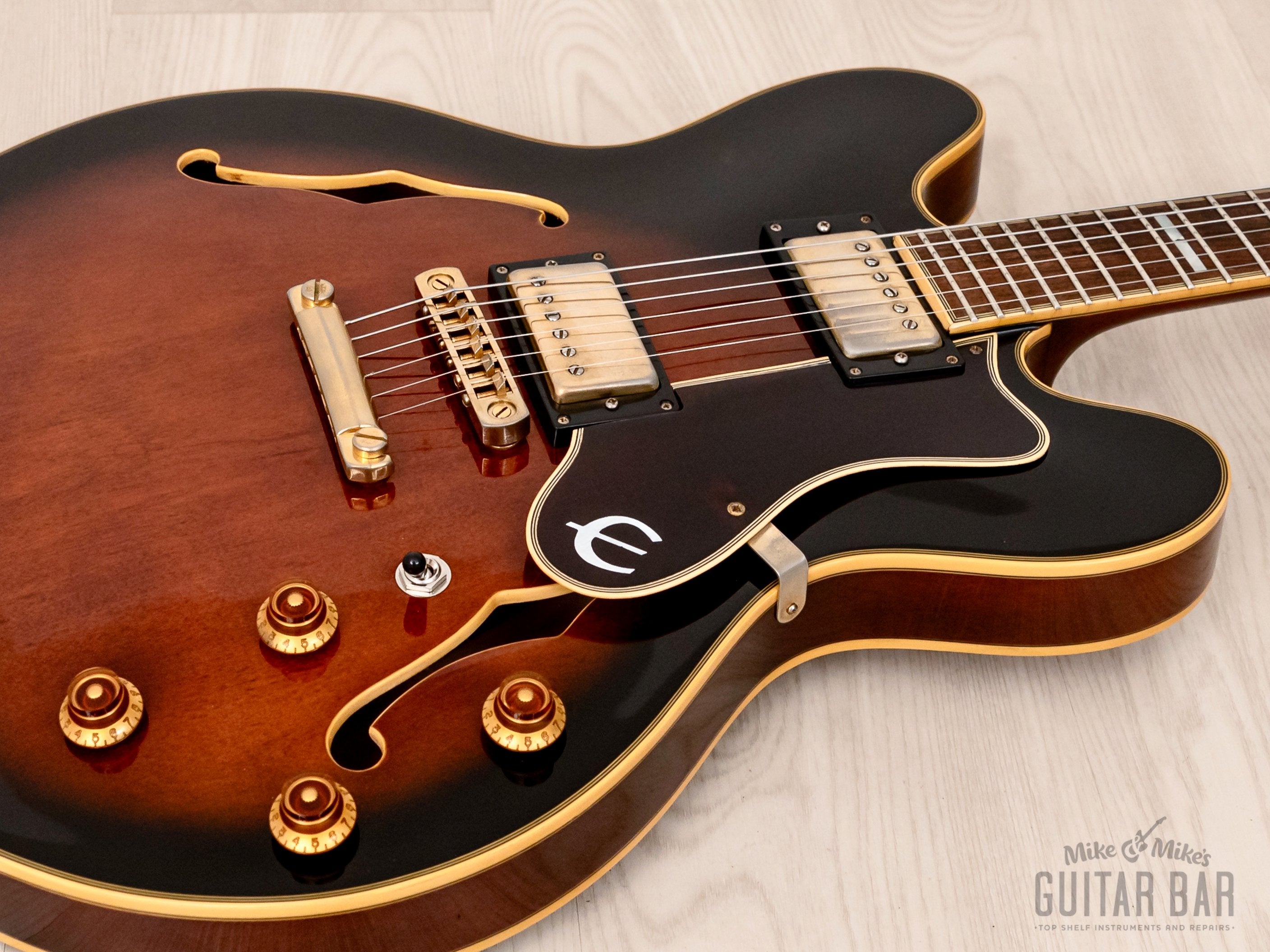 1995 Epiphone Sheraton II Semi-Hollow Guitar Tobacco Sunburst w/ Case, Hangtags