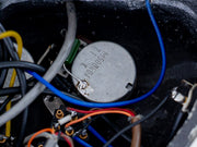 Control cavity wiring and pots close-up