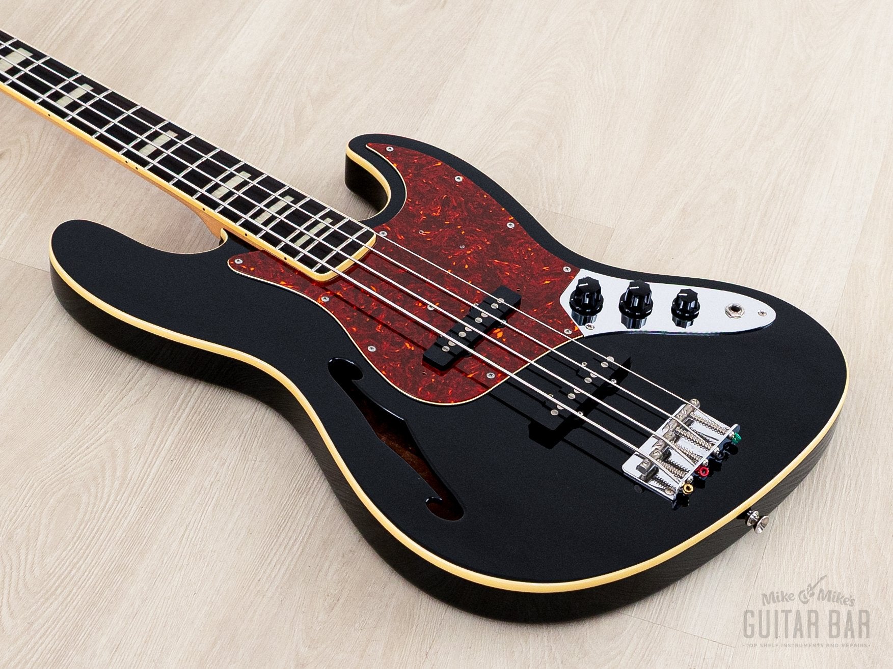 Fender Japan Jazz Bass 2012製 2012 Fender Jazz Bass JB/HO Semi-Hollow Mahogany Body Black, Blocks &