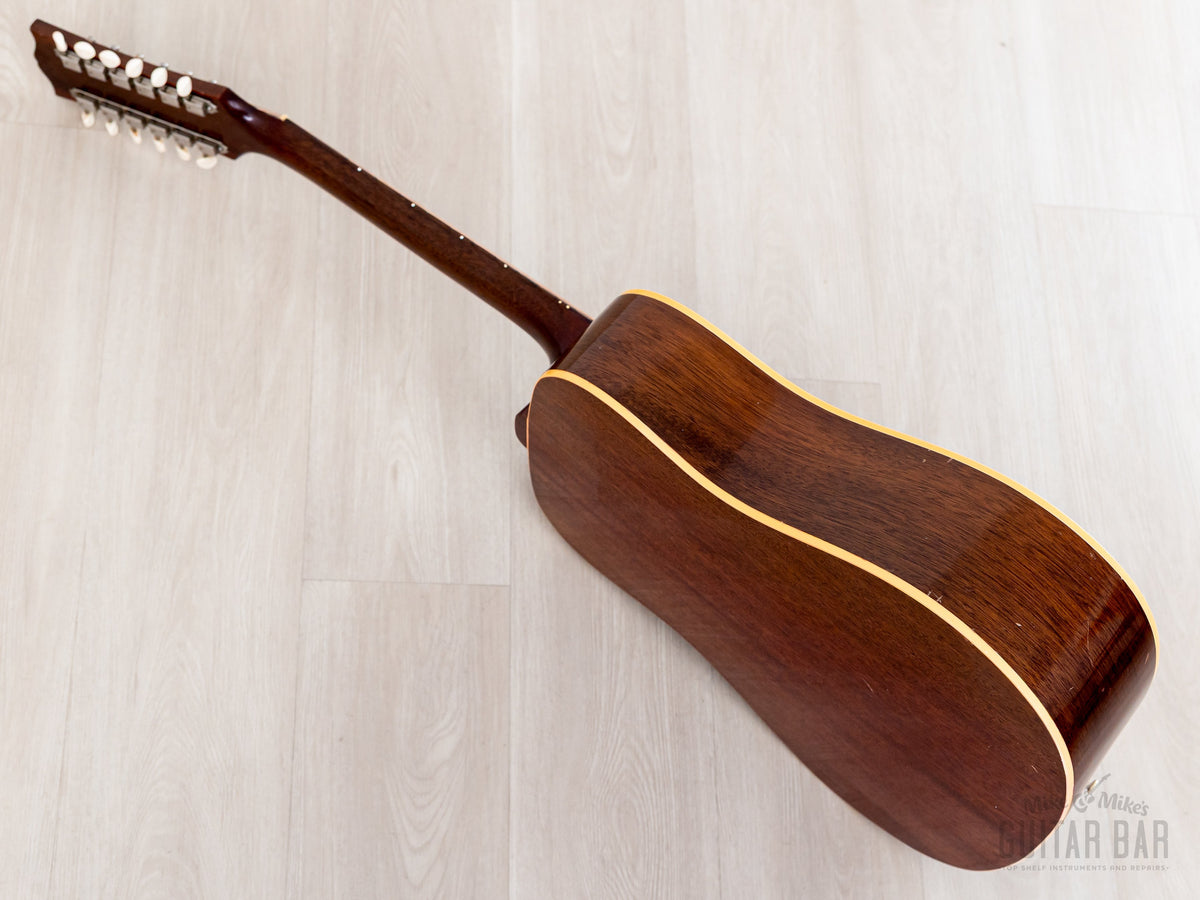 1965 Gibson B-45-12 mahogany back and sides, angled view