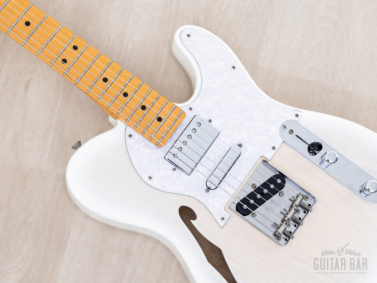 TN90-SPL Thinline Telecaster White Solid Gold body angle, neck pickup side