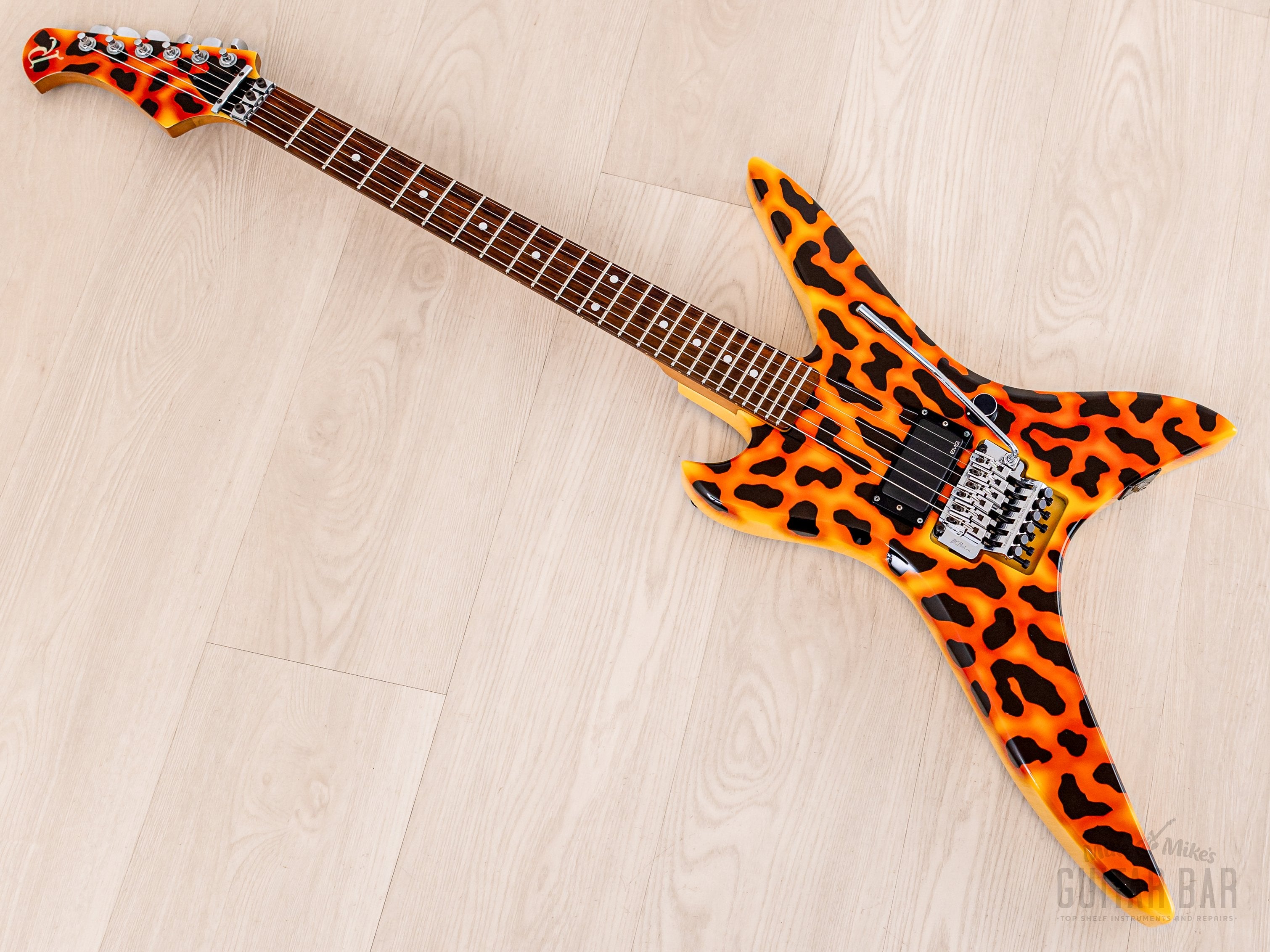 1980s BC Rich Stealth NJ Series Explorer Cheetah Print w/ Floyd Rose & EMG, Japan