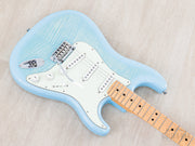 2024 Fender Hybrid II Stratocaster Flame Celeste Blue, body angled view, treble side