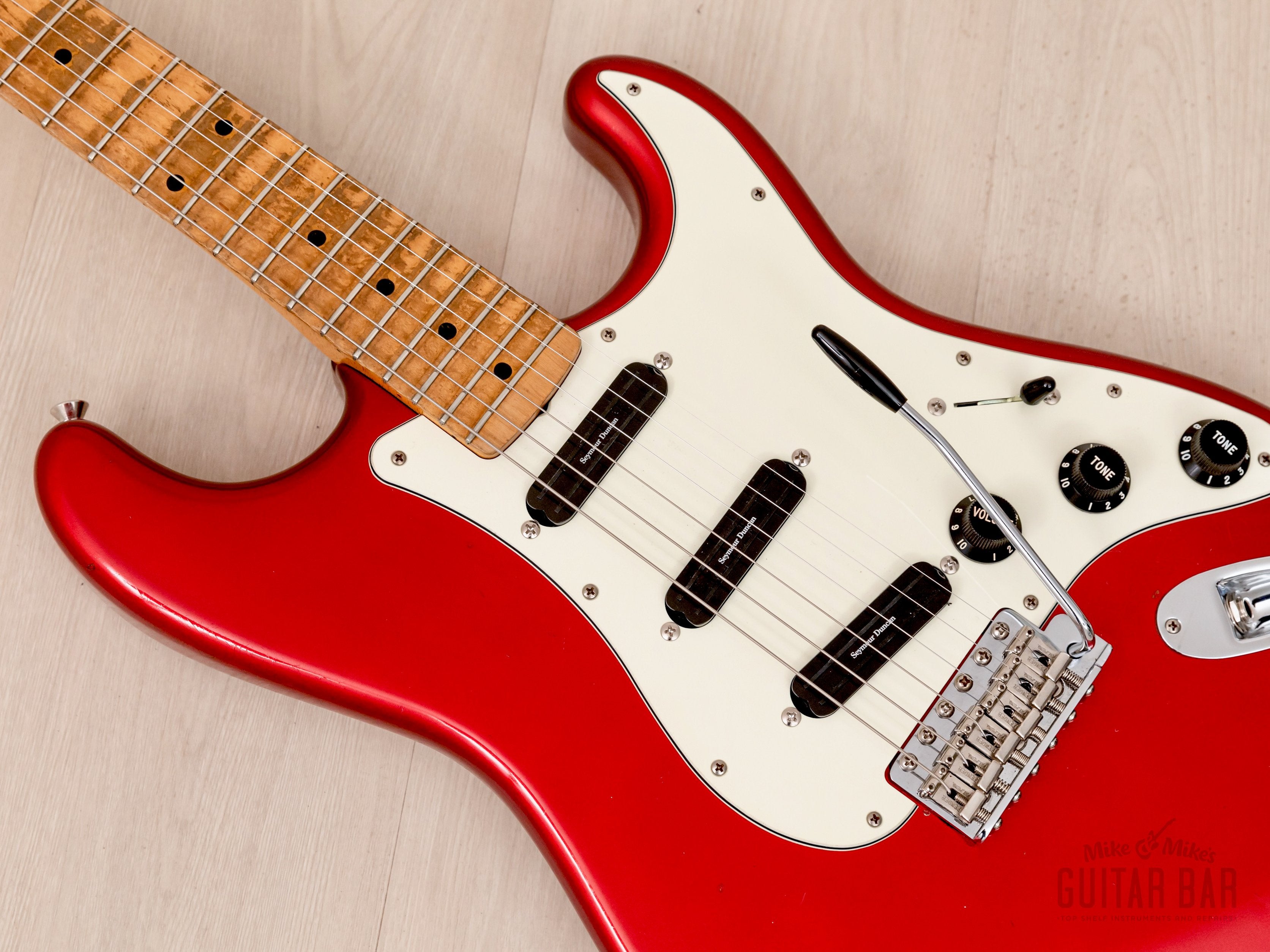 1990 Fender Order Made Stratocaster Scalloped Fretboard, Candy Apple Red w/ Seymour Duncan Hot Rails, Japan MIJ Fujigen