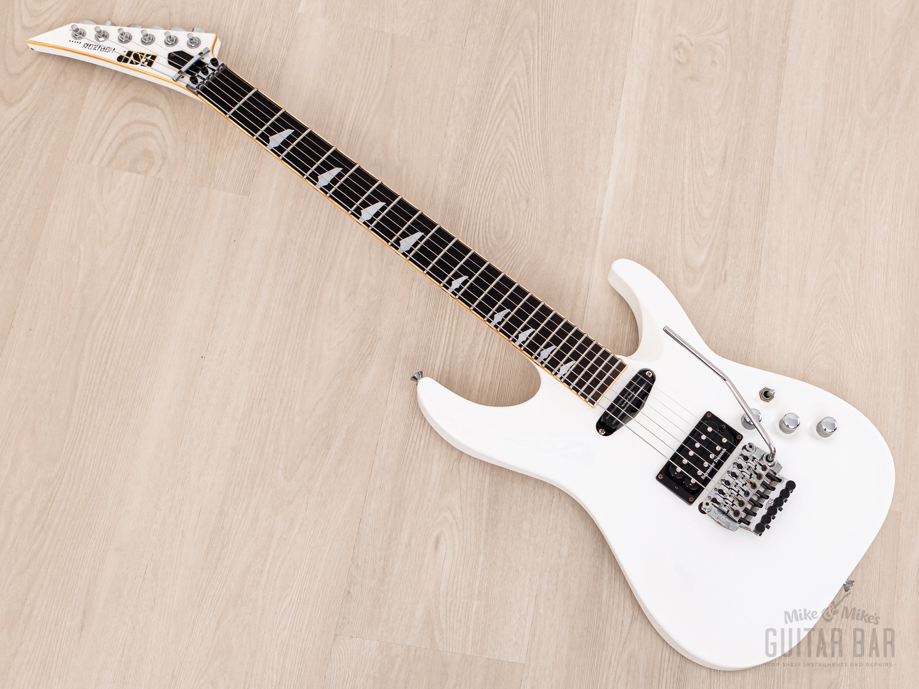 1989 ESP Custom Shop Horizon Custom Vintage Neck Through Guitar White, Near-Mint w/ Floyd Rose, Seymour Duncan