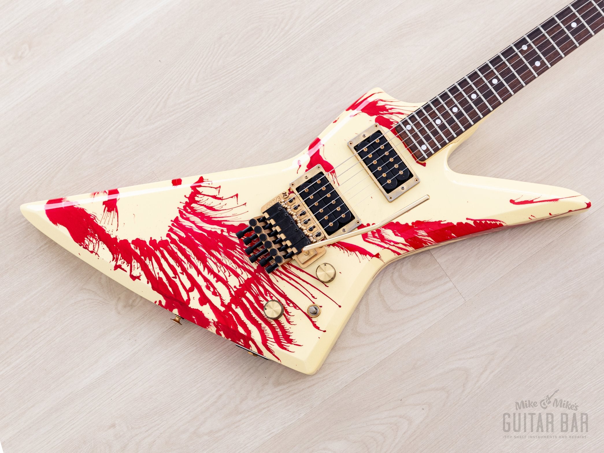 今週末まで出品　超美品　極上個体Aria Pro II FL-series 1984 Aria Pro II ZZ Custom Bloody White w/ Gold Hardware & Floyd, Japa