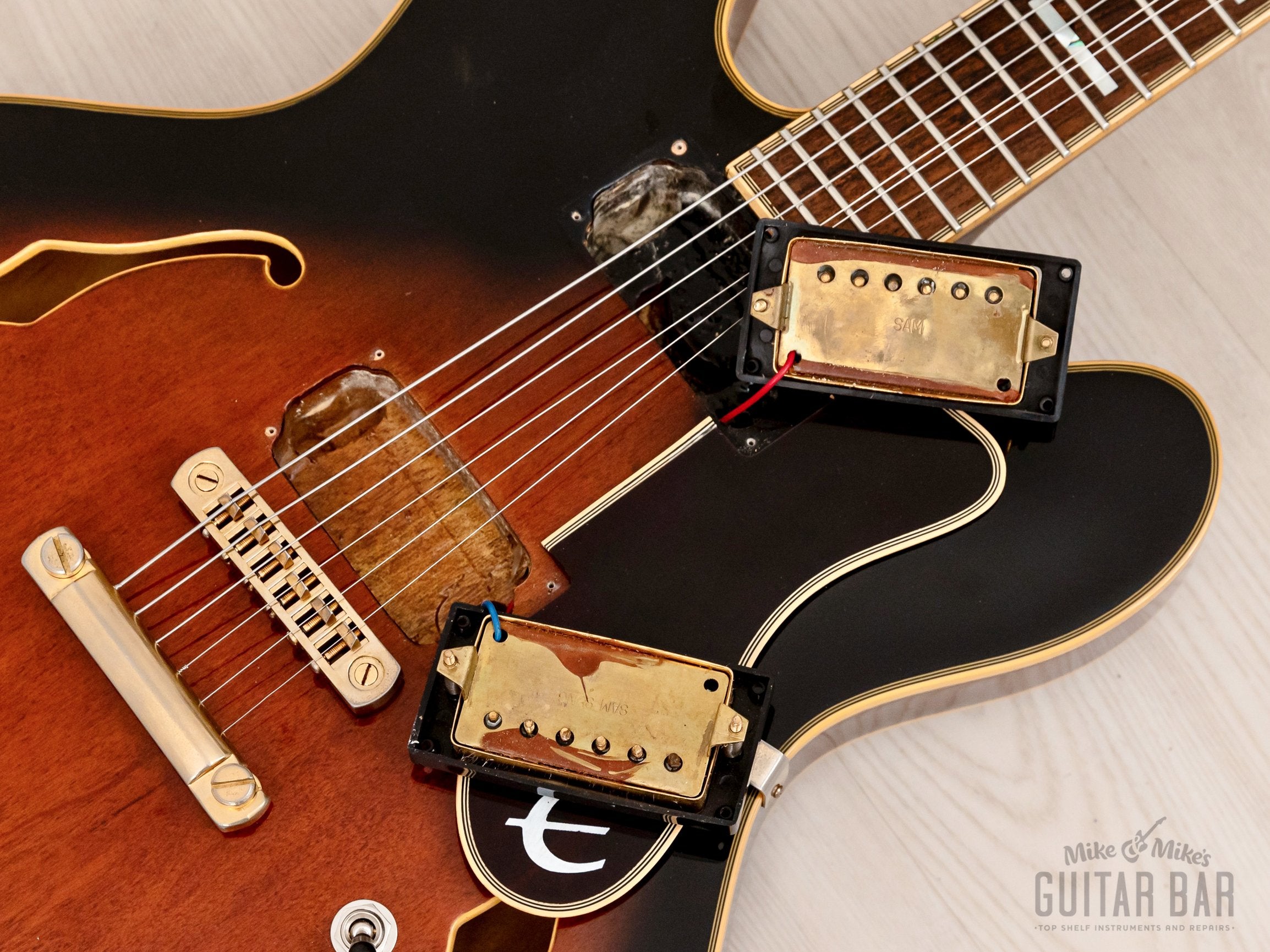 1995 Epiphone Sheraton II Semi-Hollow Guitar Tobacco Sunburst w/ Case, Hangtags