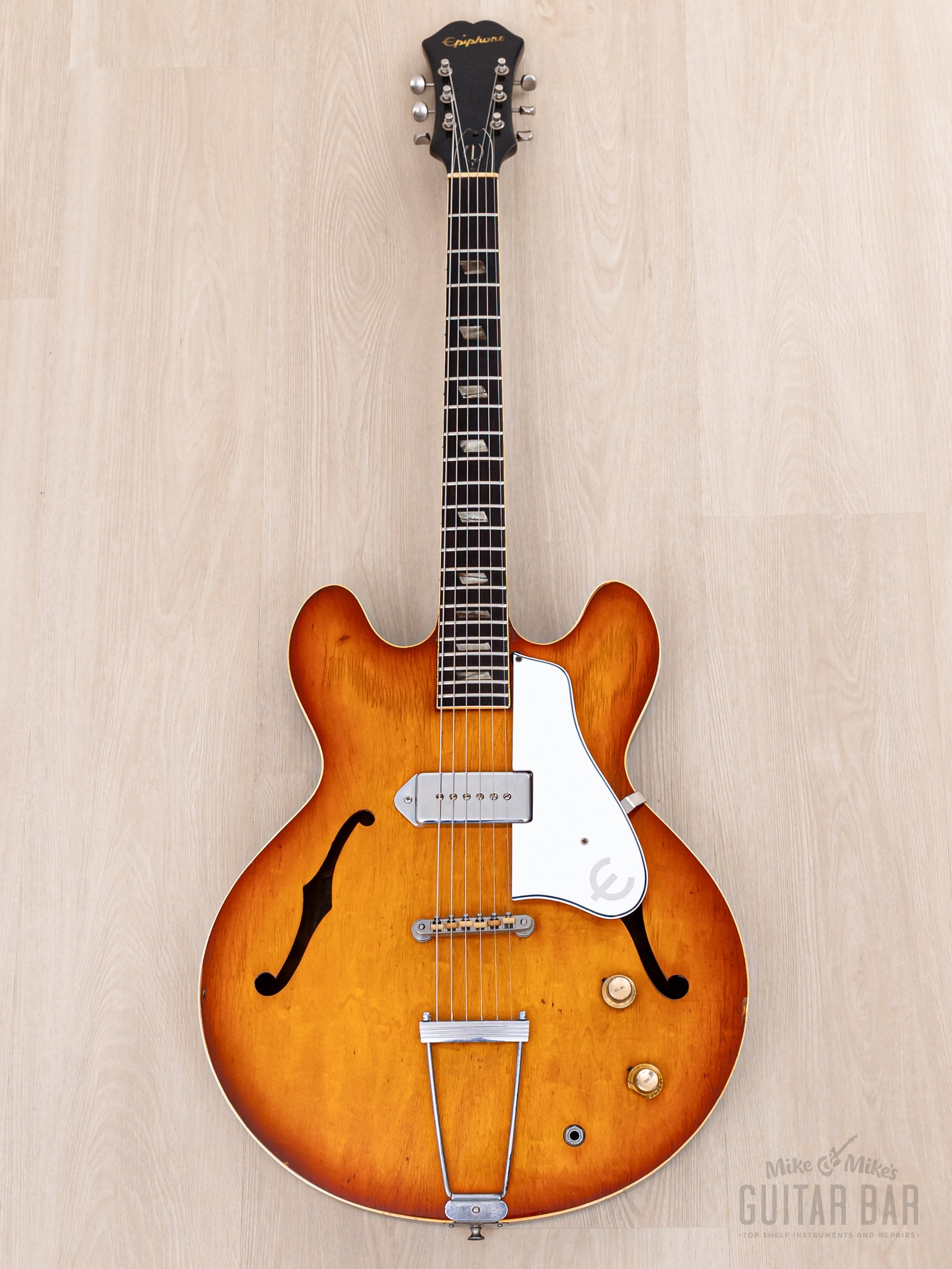 1965 Epiphone Casino E-230T Vintage Thinline Hollowbody Guitar Sunburst w/ P-90, Case