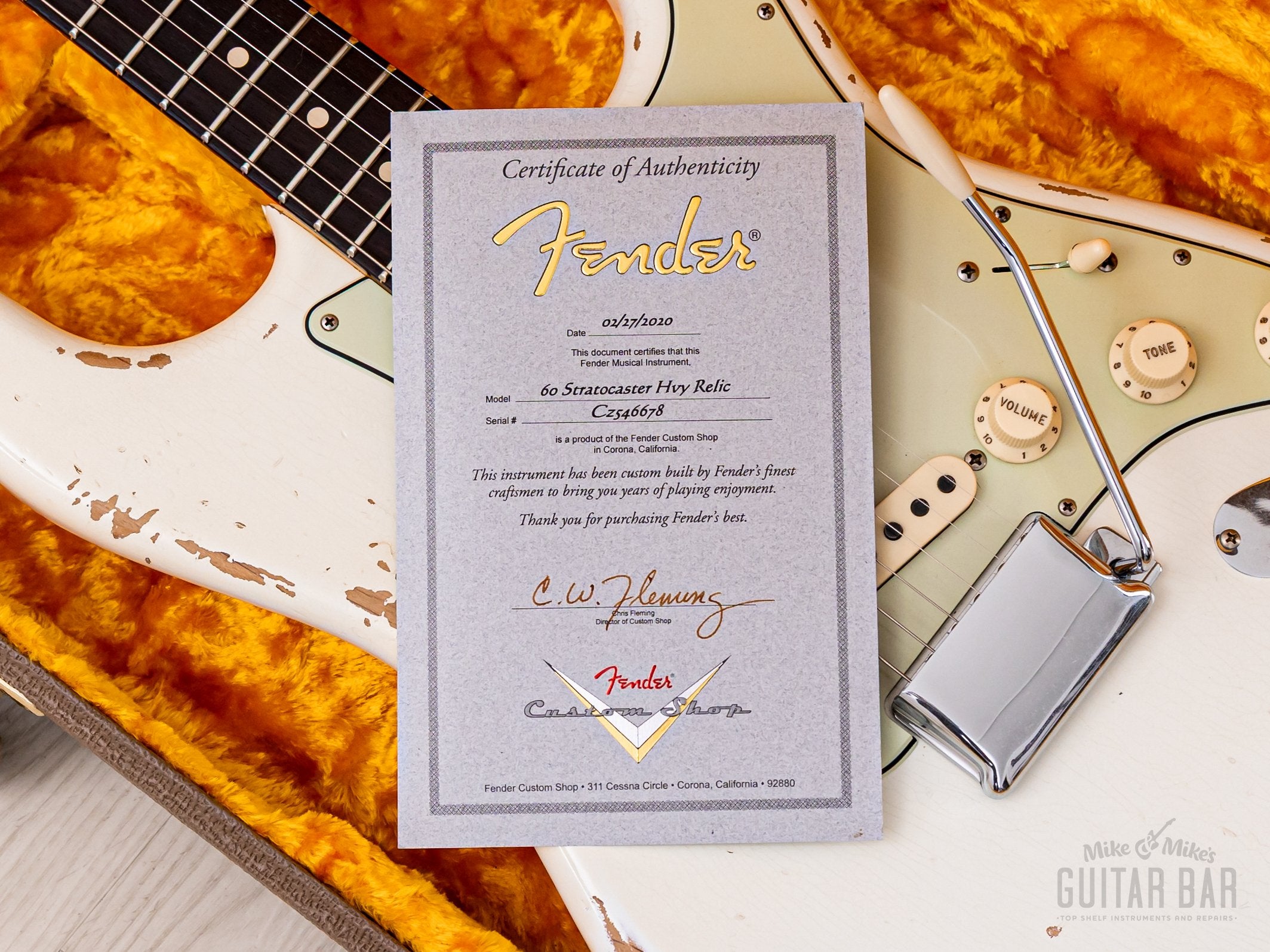 2020 Fender Custom Shop 1960 Stratocaster Heavy Relic Olympic White, Mint w/ Case, COA & Hangtags