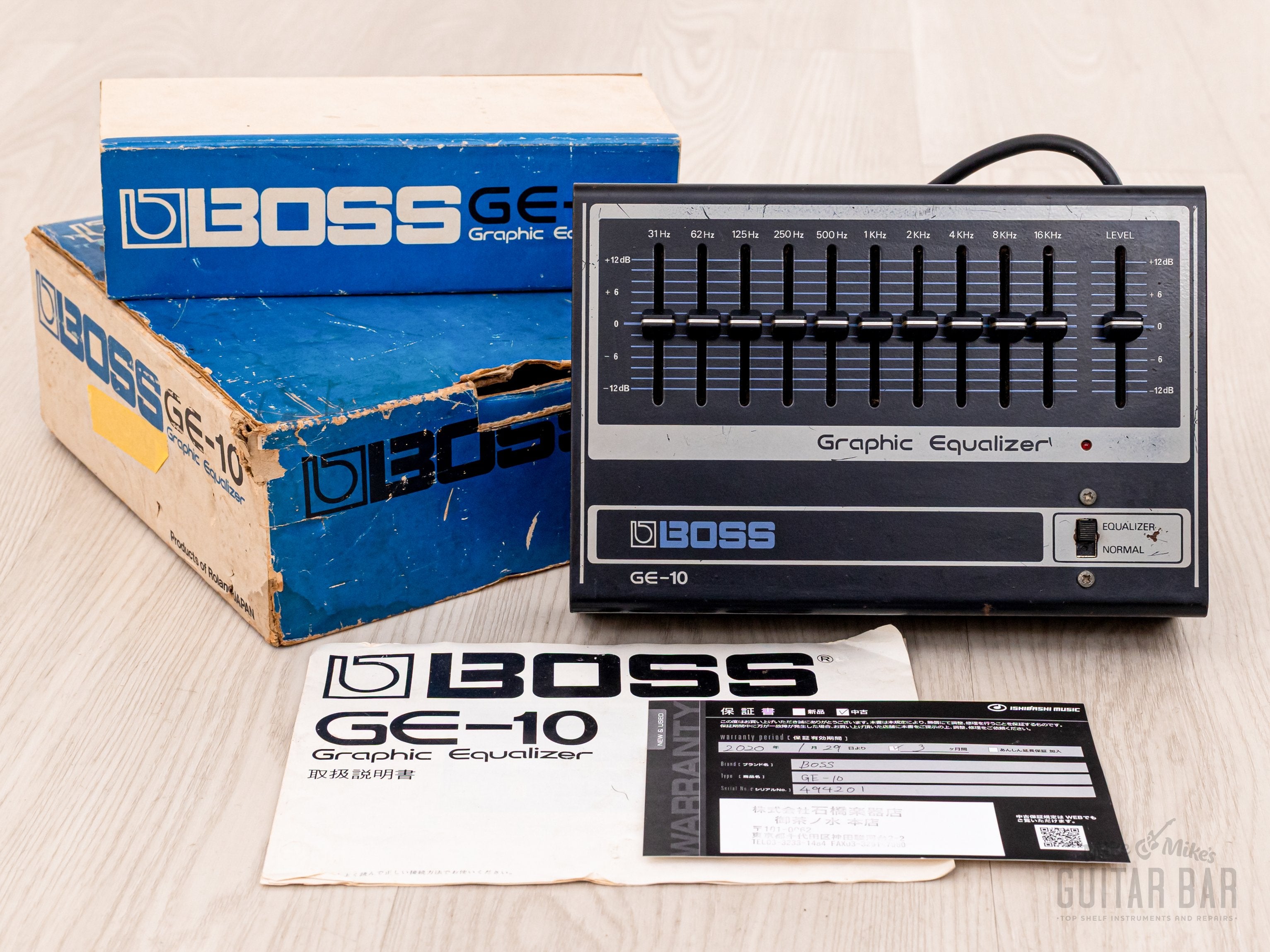 1976 Boss GE-10 Graphic Equalizer Vintage Guitar Effects Pedal w/ Box, Paperwork