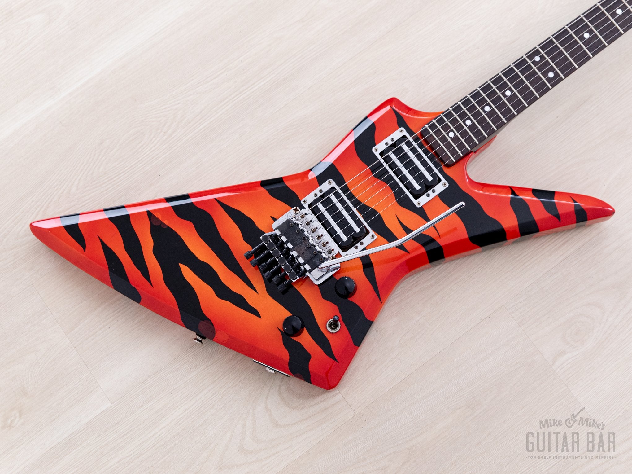 1984 Aria Pro II ZZ Deluxe Explorer Orange With Black Zebra