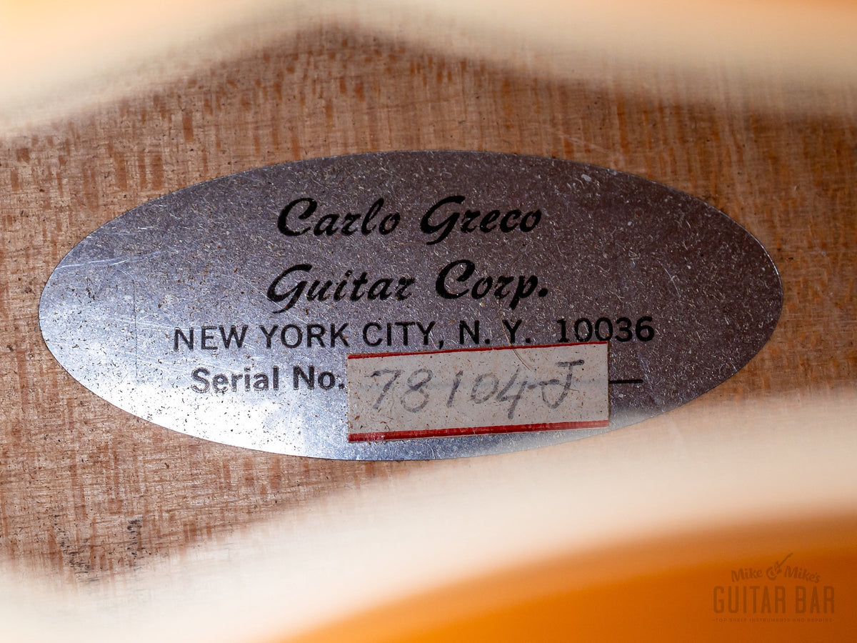 Carlo Greco interior label with serial 78104-J