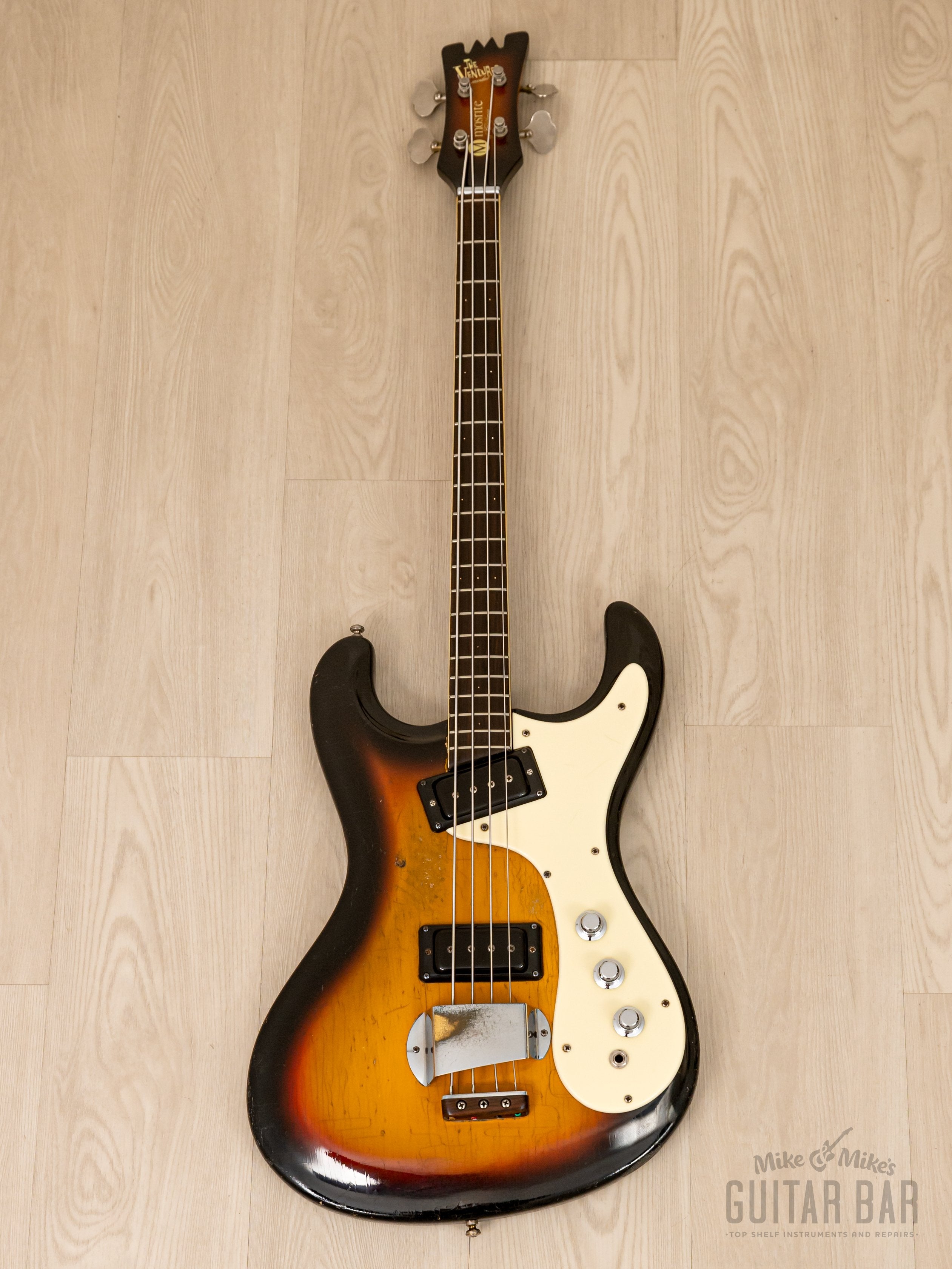 1965 Mosrite Ventures Model Vintage Short Scale Bass Two Pickup Sunburst w/ Case