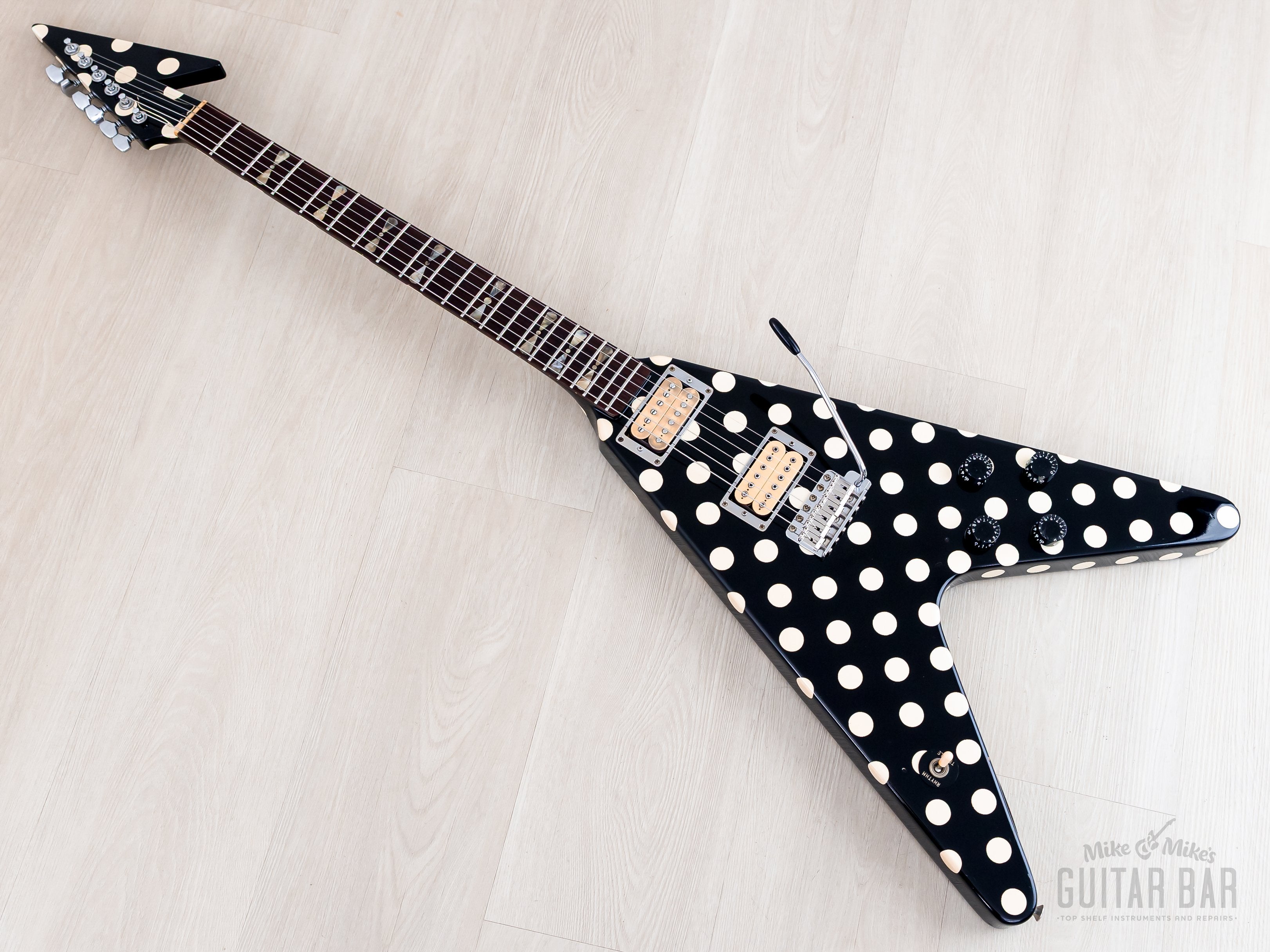 1980s Fernandes FV-105RR Randy Rhoads Flying V Polka Dot, Burny Japan