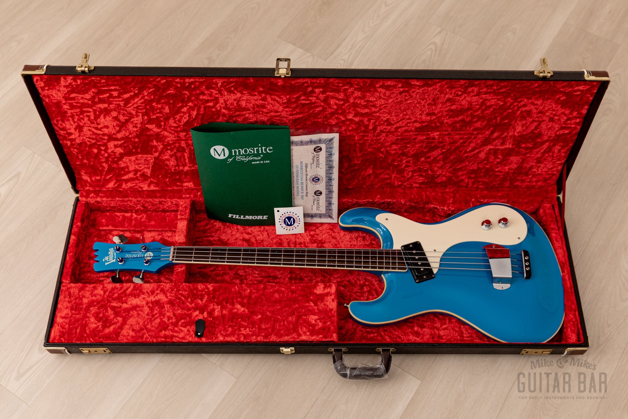 2006 Mosrite USA Custom Shop Ventures Model 1963 Vintage Reissue Bass  California Blue w/ Case, COA