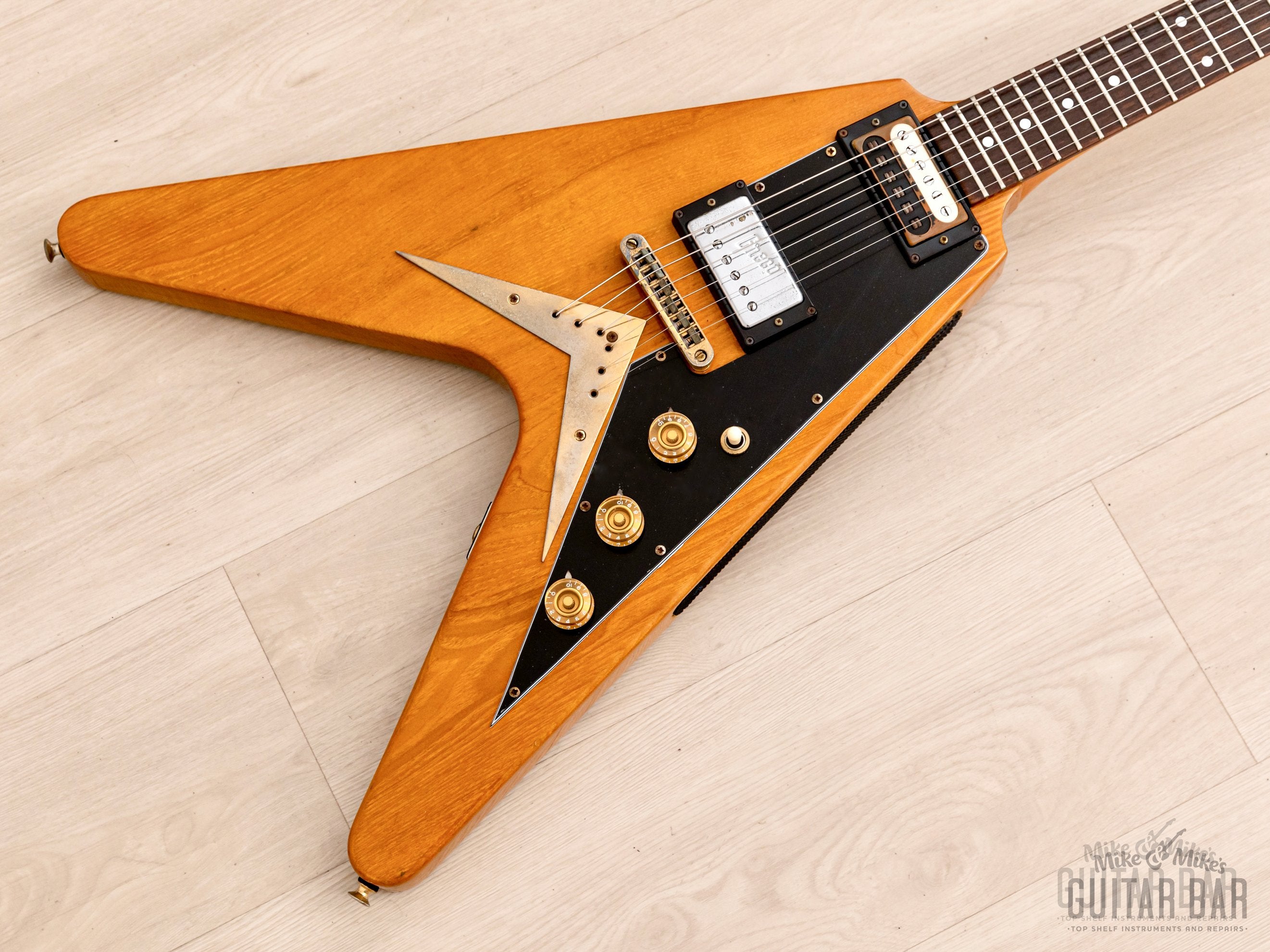1978 Greco FV-900 Flying V Vintage Guitar Natural w/ Case, Japan Fujigen, Rocket Roll Sr