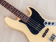 1997 Fender American Standard Jazz Bass Olympic White, body front with black pickguard