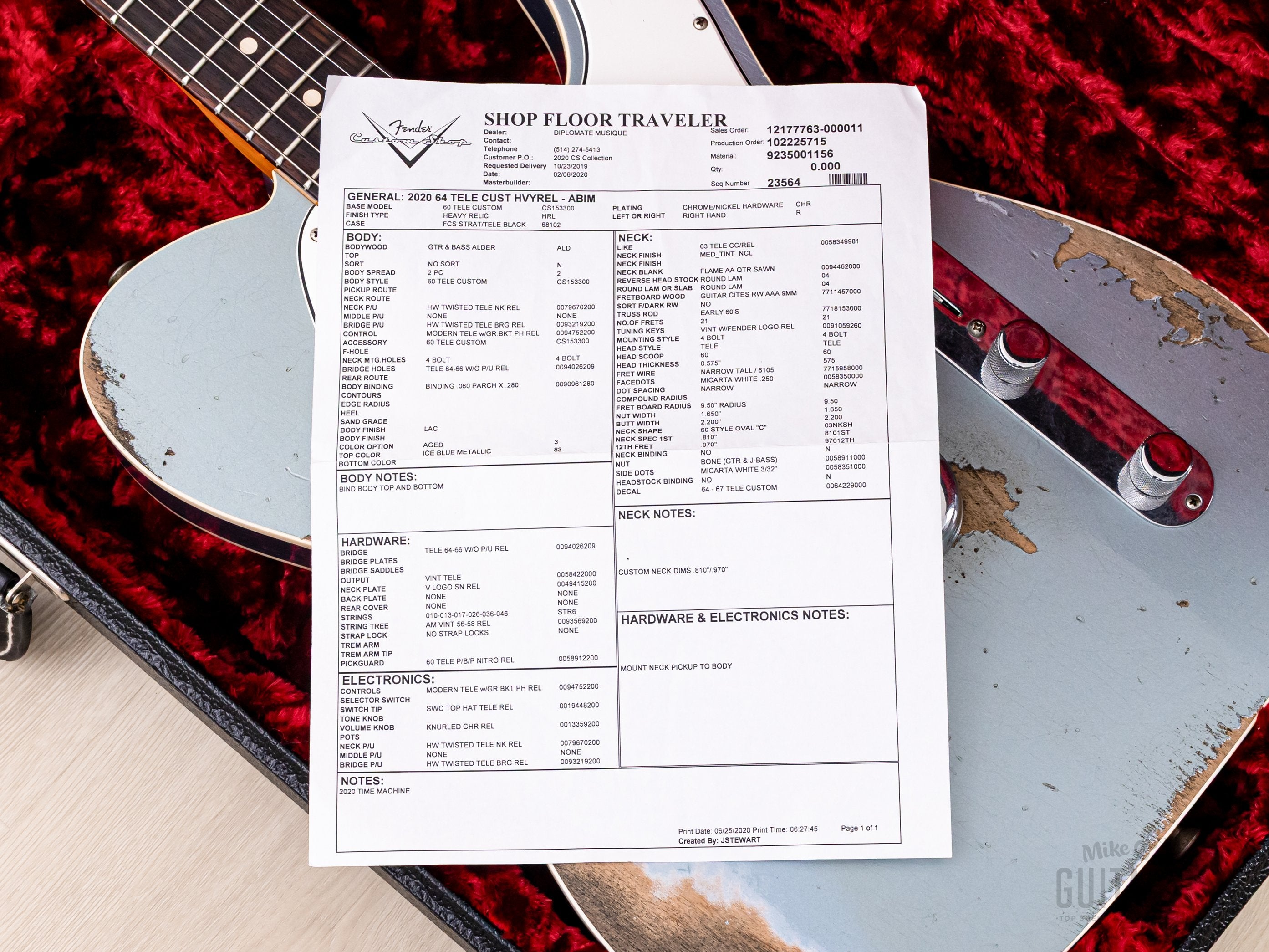 2020 Fender Custom Shop 1964 Telecaster Custom Heavy Relic Aged Ice Blue w/ Case, COA, Tags