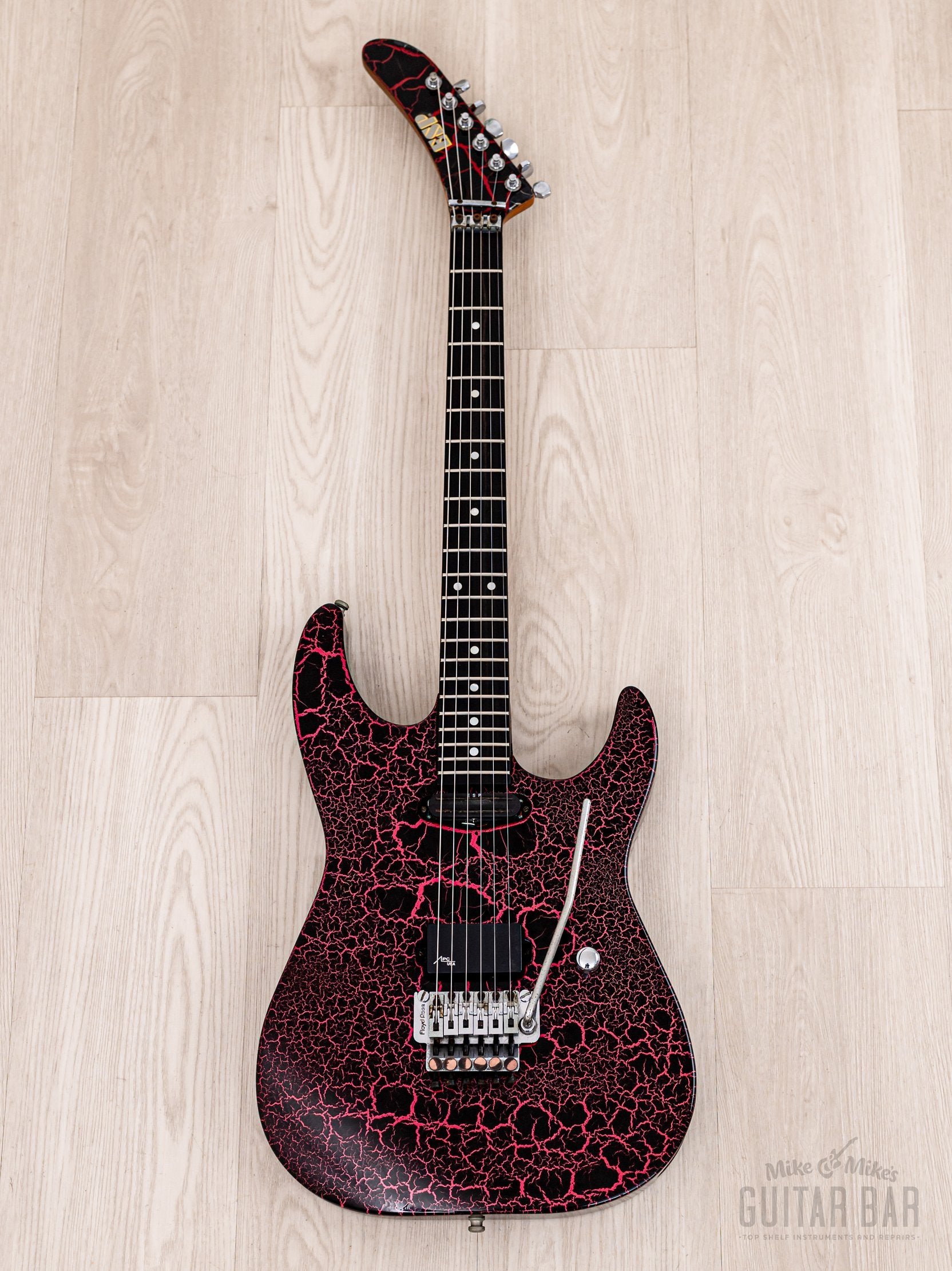 1990s ESP Custom Shop SH Superstrat Pink Crackle, George Lynch Kamikaze-1