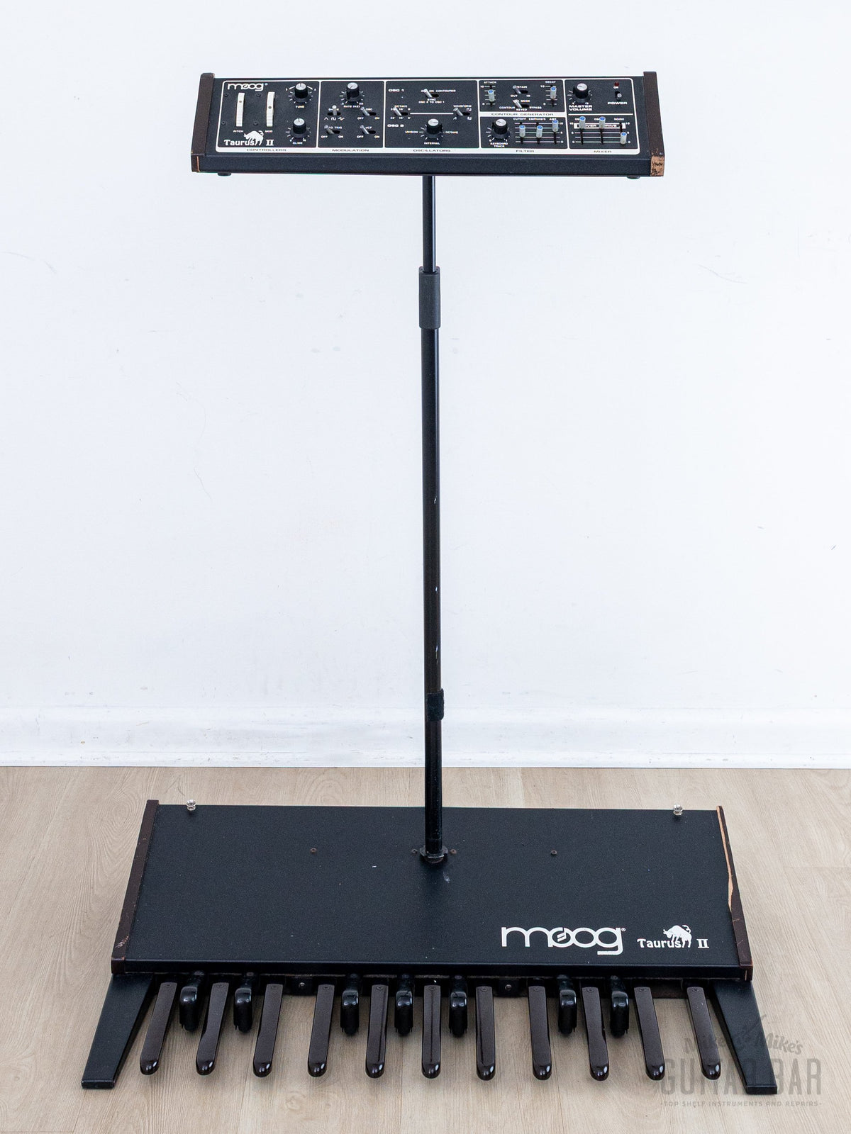 1980s Moog Taurus II, module on stand with pedals