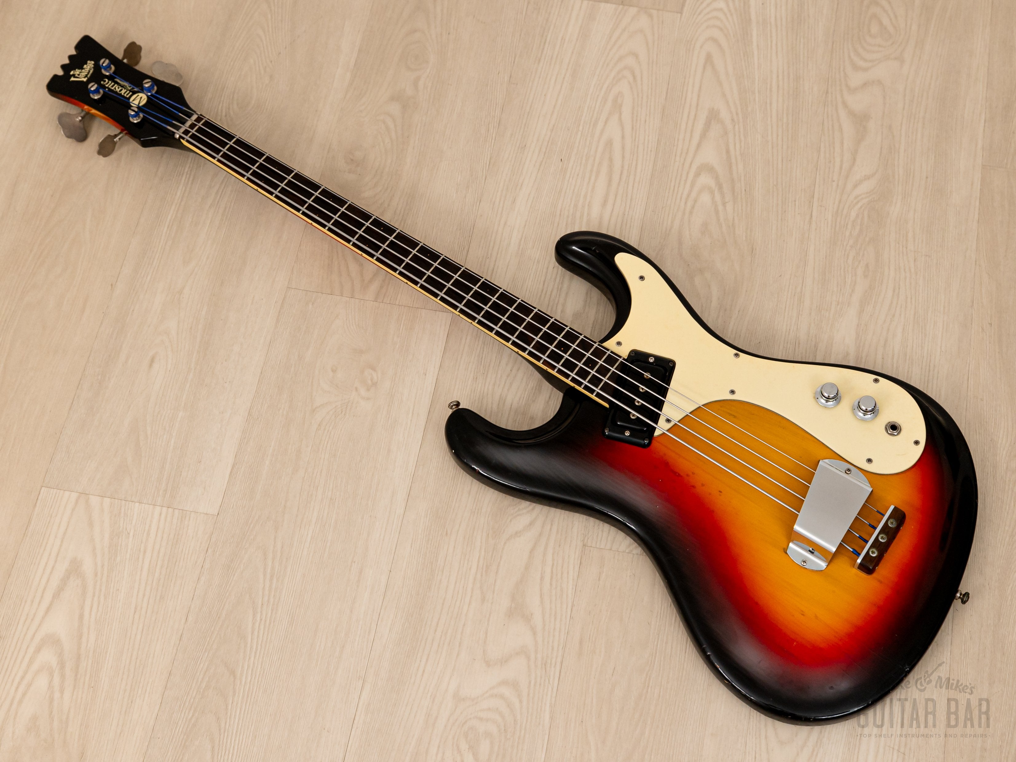 1965 Mosrite Ventures Model Vintage Short Scale Bass Sunburst, 100% Original w/ Case