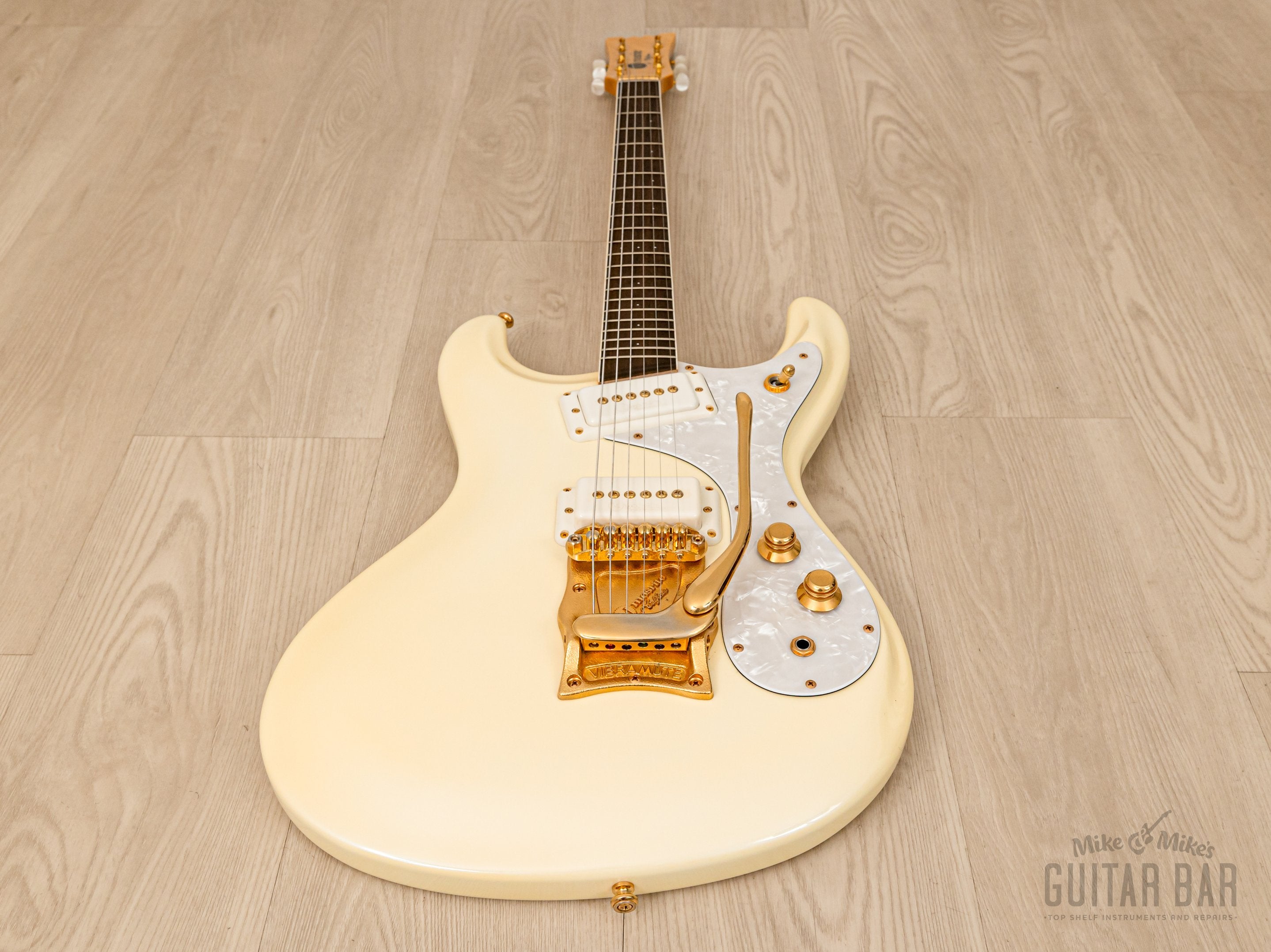 2000s Mosrite Ventures Model Super Custom '65 Pearl White w/ Gold Hardware, Vibramute & Case, Japan Kurokumo