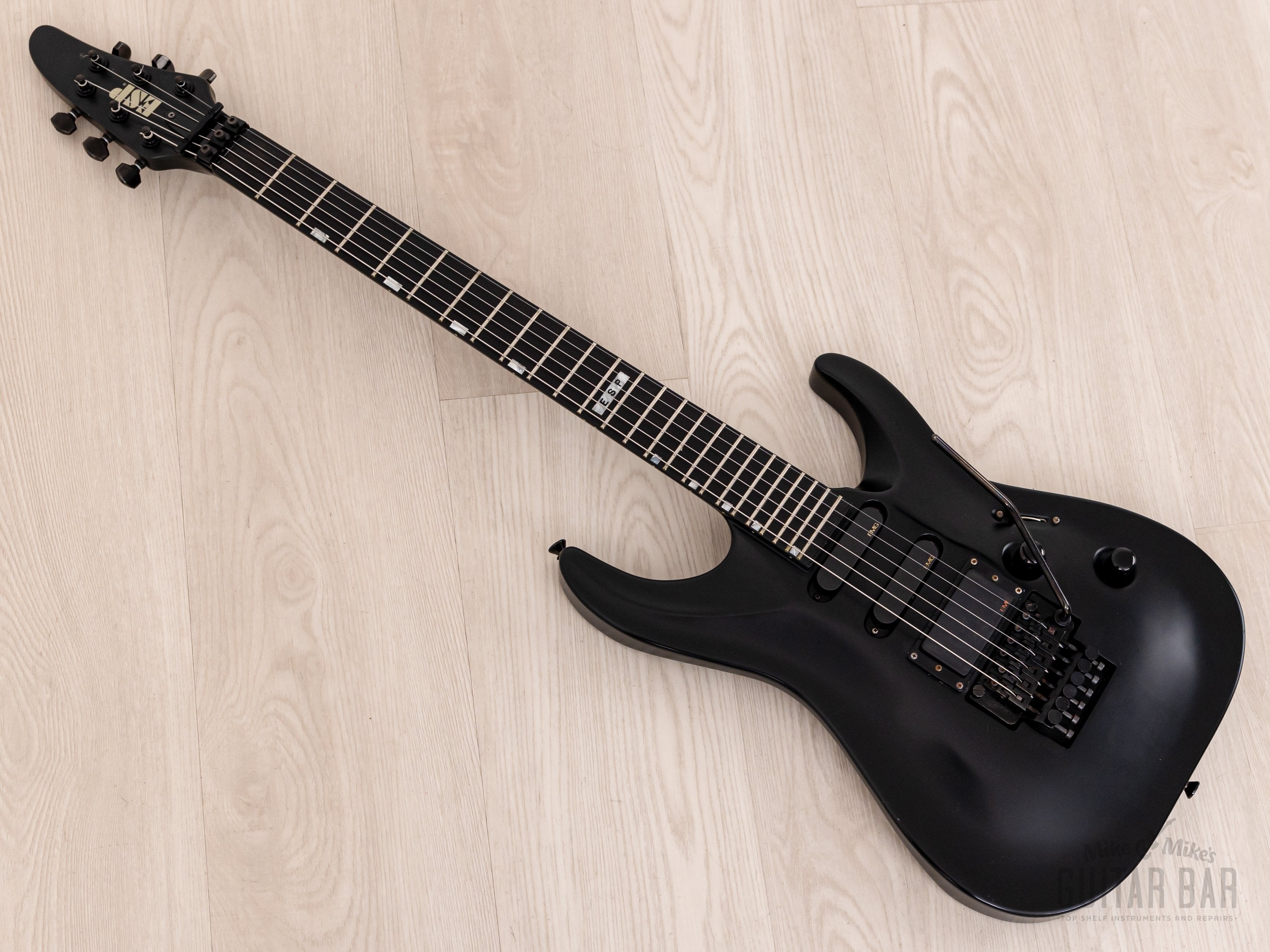 1995 ESP Custom Shop Horizon-Custom SSH Superstrat Black Satin w/ Floy