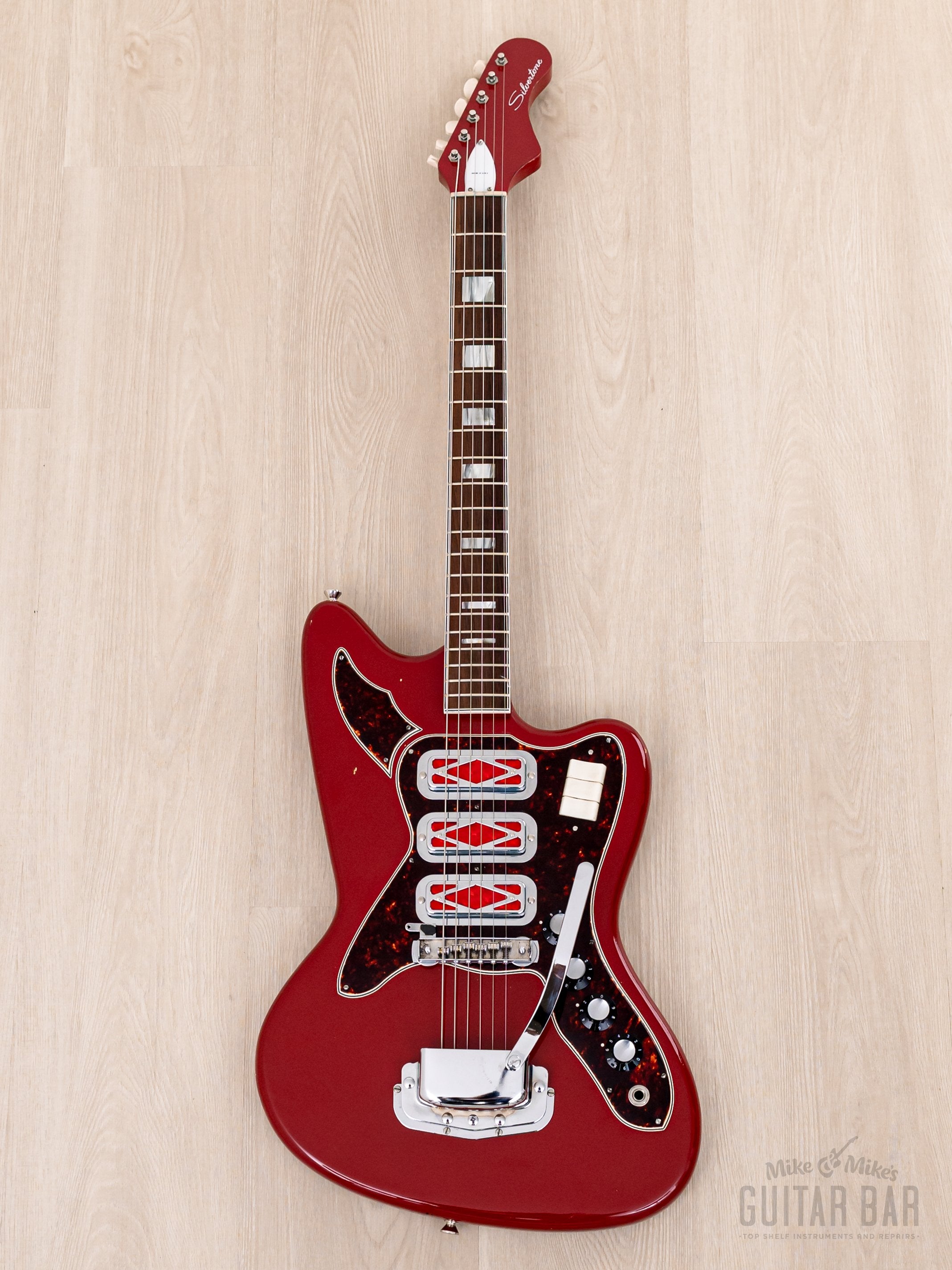 1967 Silvertone 1488 Silhouette Vintage Guitar DeArmond Red Foils, Harmony USA