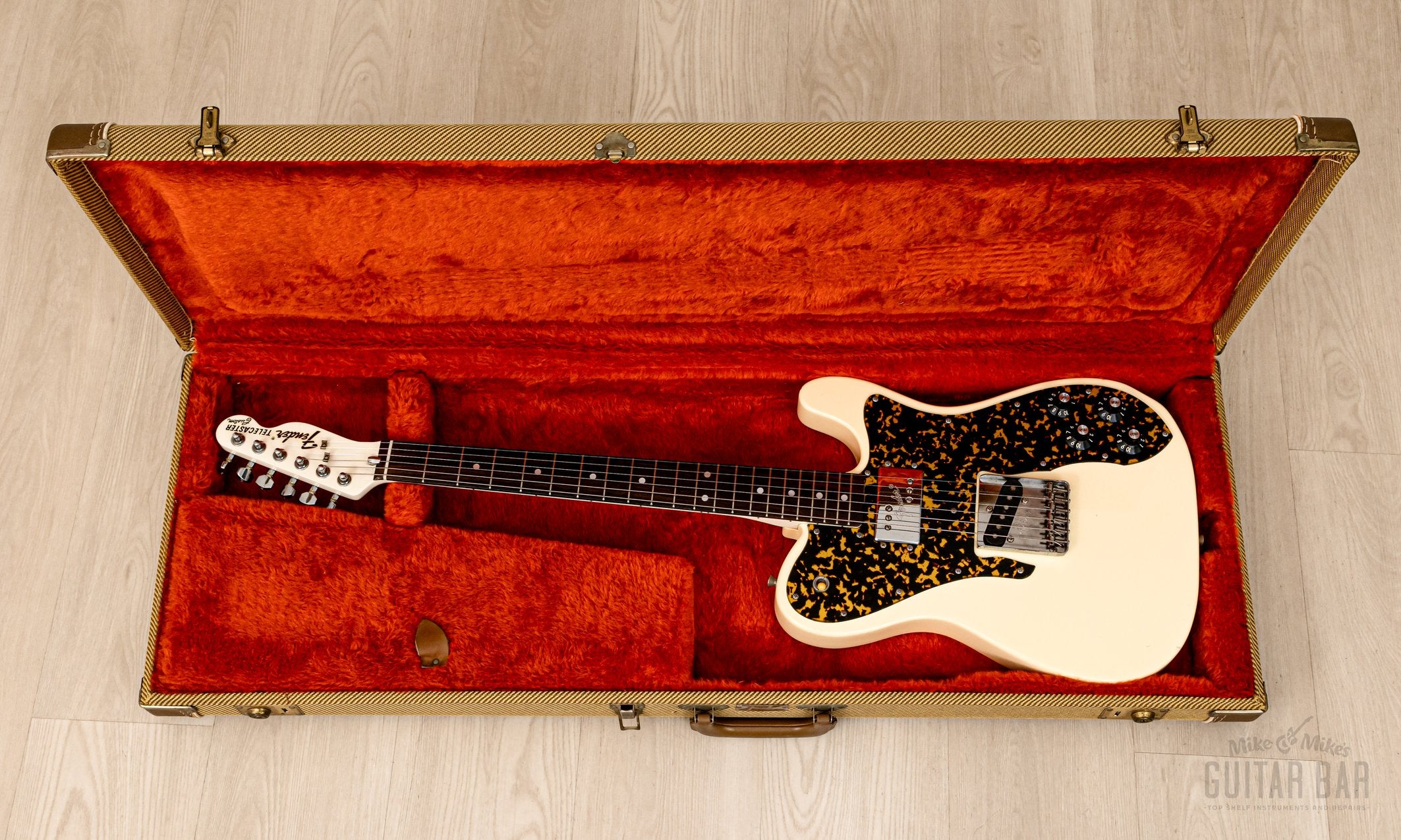 1990 Fender Order Made Telecaster Custom TC72 White, Non-Catalog w/ Leopard Guard, Japan MIJ Fujigen