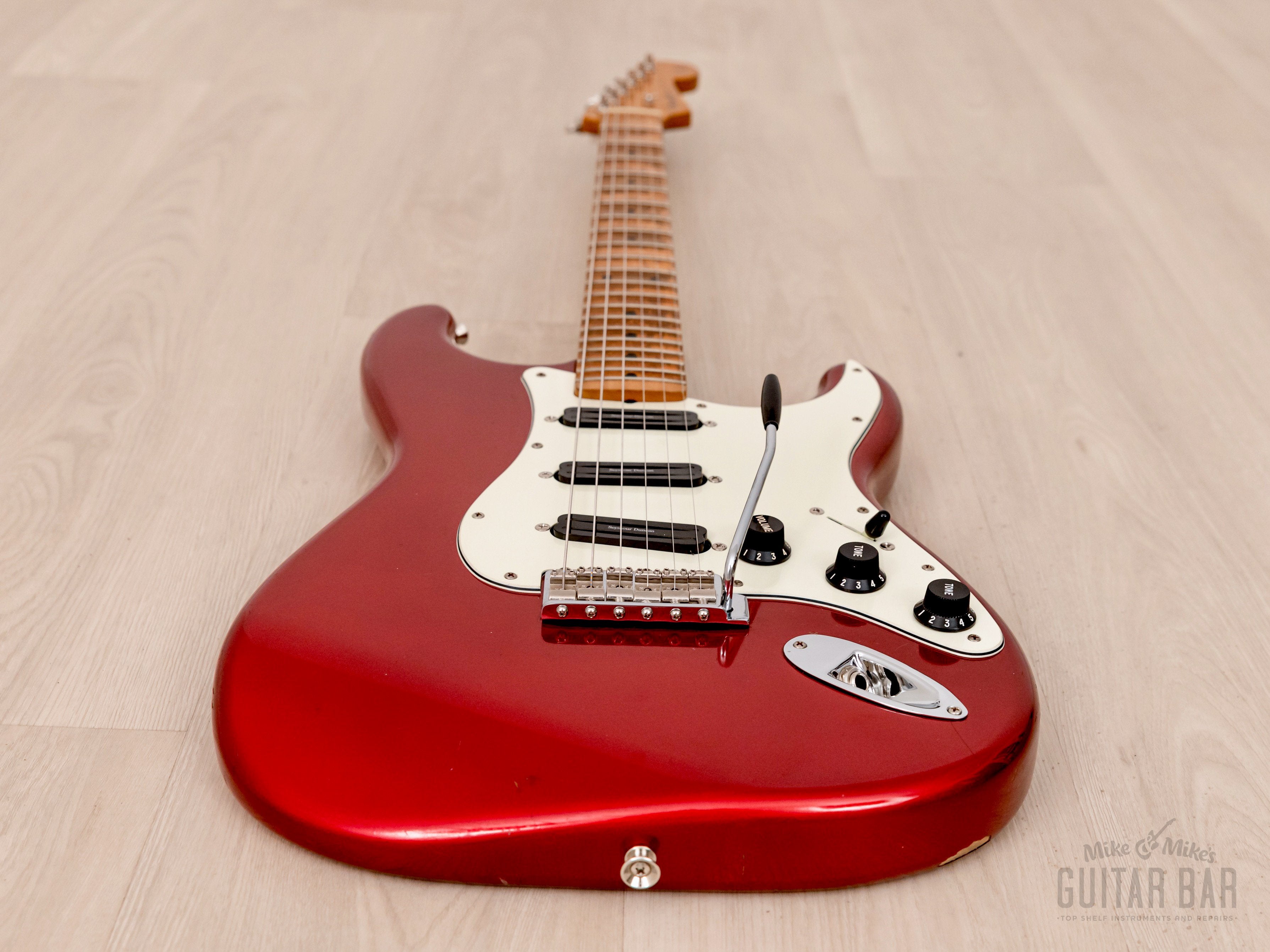 1990 Fender Order Made Stratocaster Scalloped Fretboard, Candy Apple Red w/ Seymour Duncan Hot Rails, Japan MIJ Fujigen