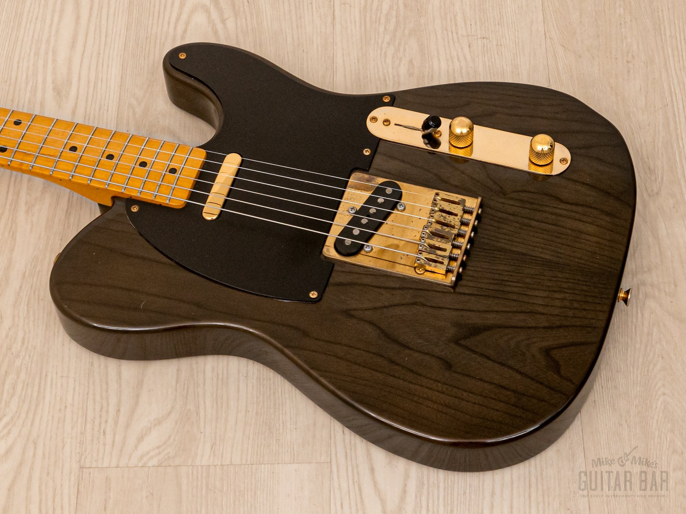 1990 Fender Order Made Telecaster Trans Black Ash w/ Gold Hardware & USA Pickups, Japan MIJ Fujigen