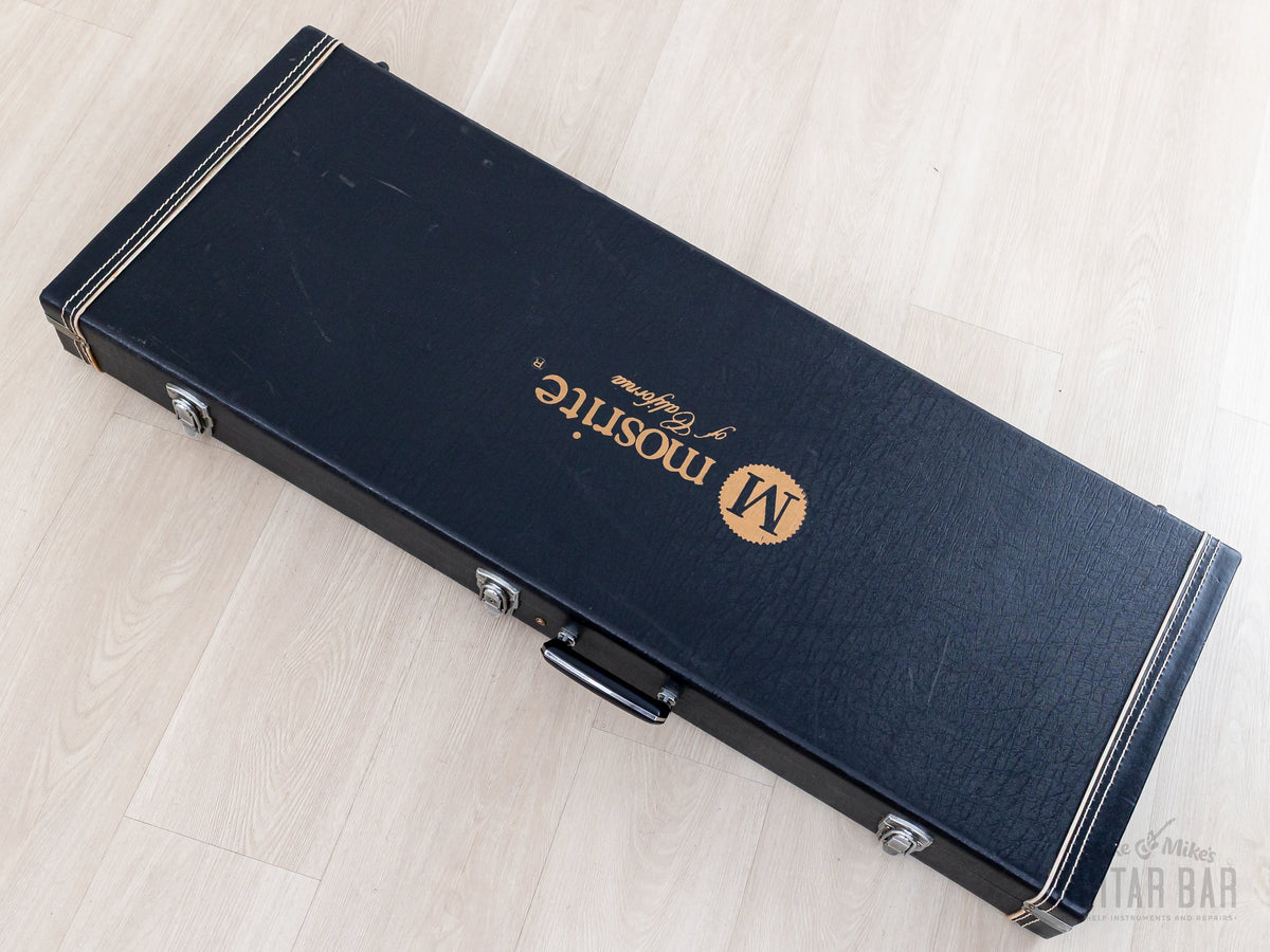Mosrite-branded hardshell case closed, flat