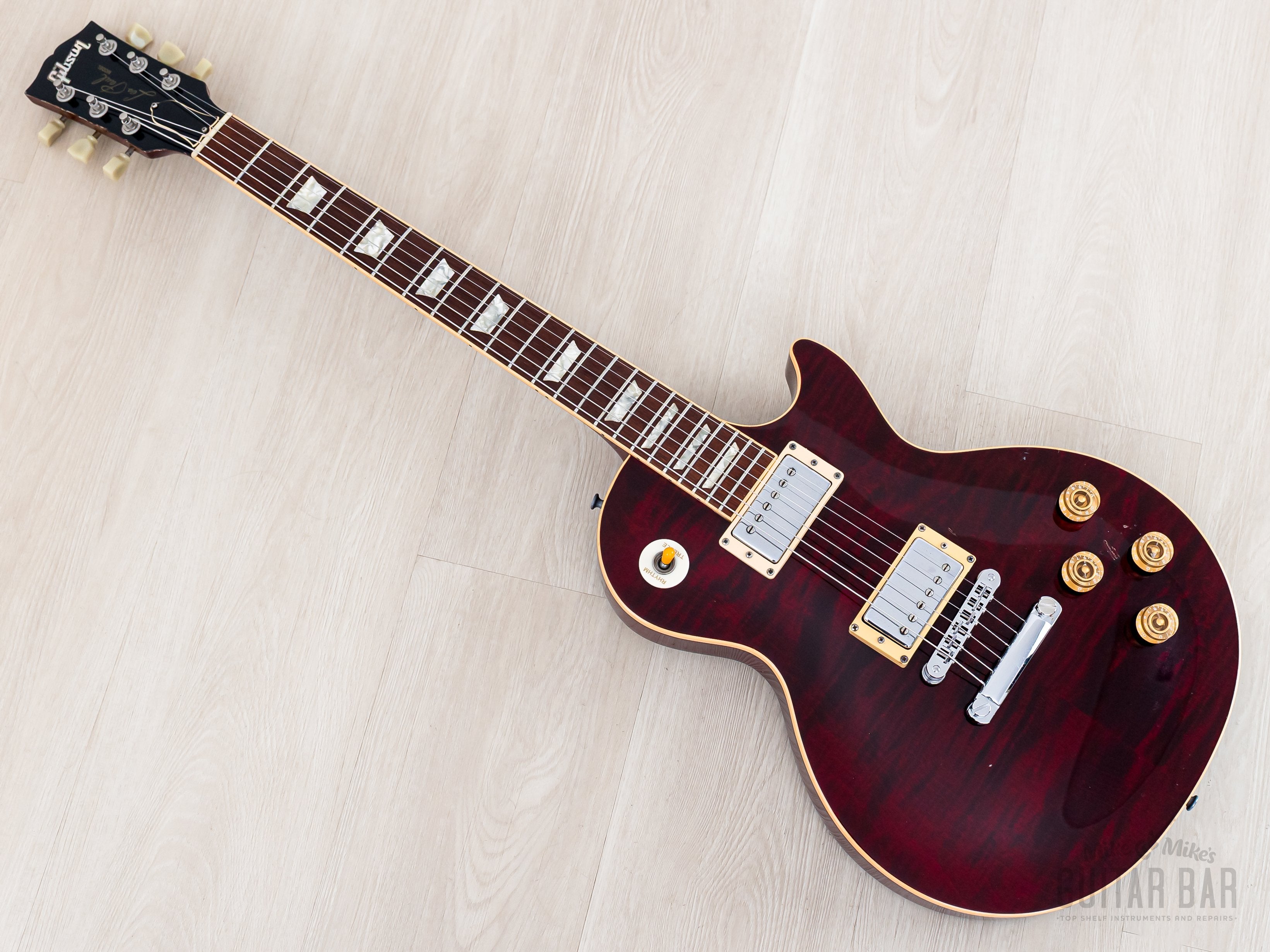 1996 Gibson Les Paul Standard Flame Top Wine Red One-Piece Body, 100%