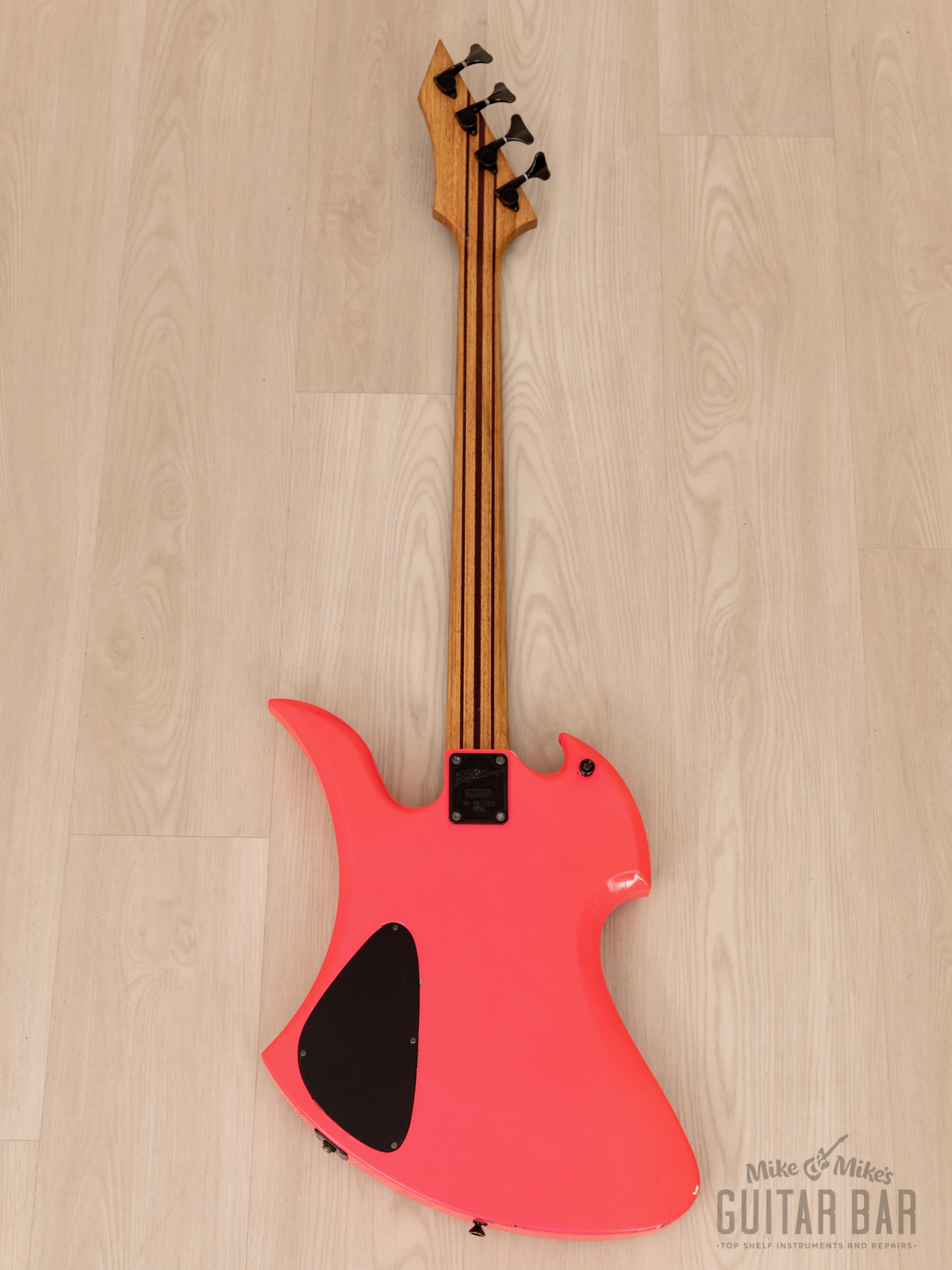 1990 B.C. Rich Mockingbird Bass MB-857S Vintage PJ Bass Pink, Japan