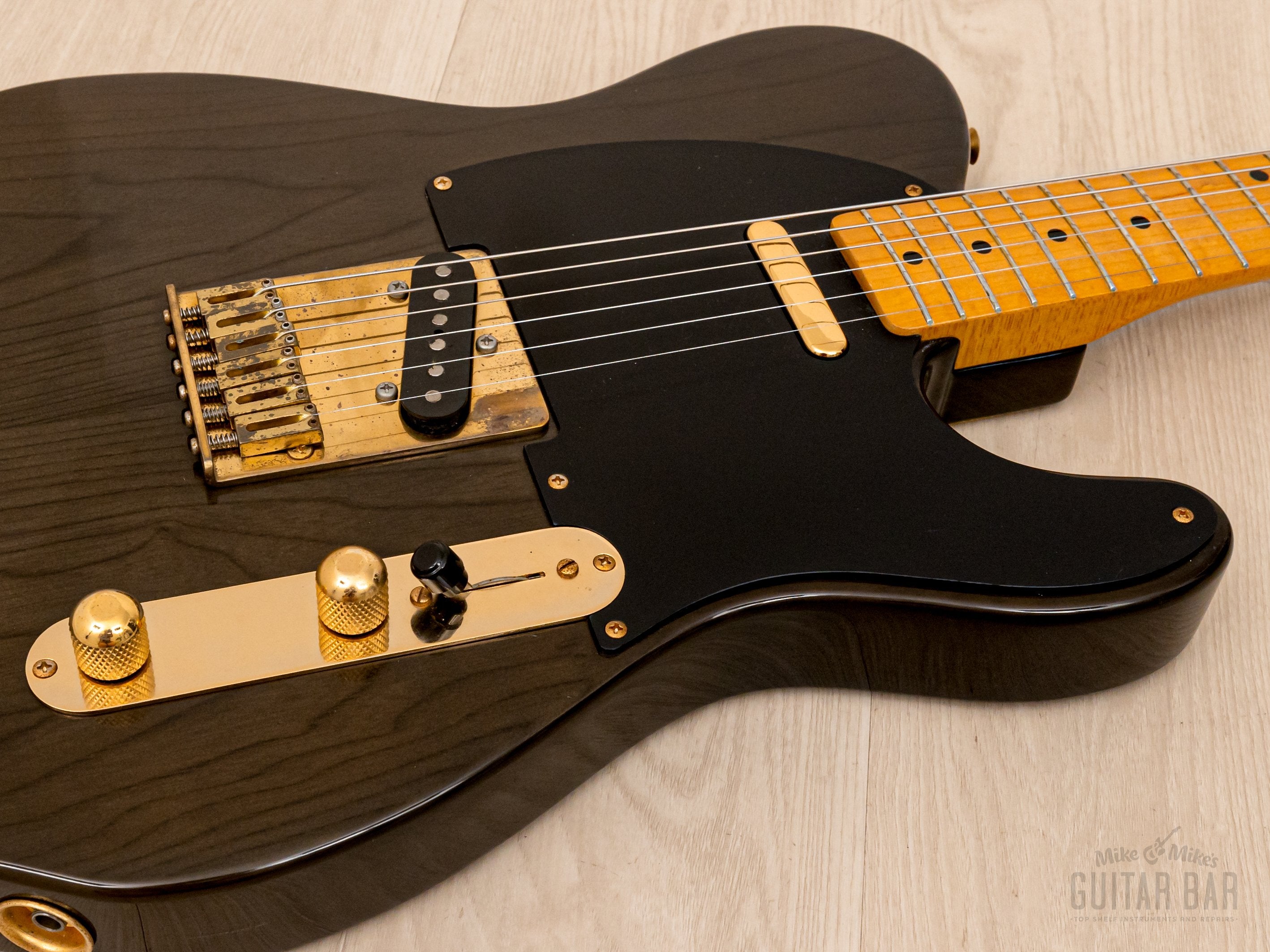 1990 Fender Order Made Telecaster Trans Black Ash w/ Gold Hardware & USA Pickups, Japan MIJ Fujigen