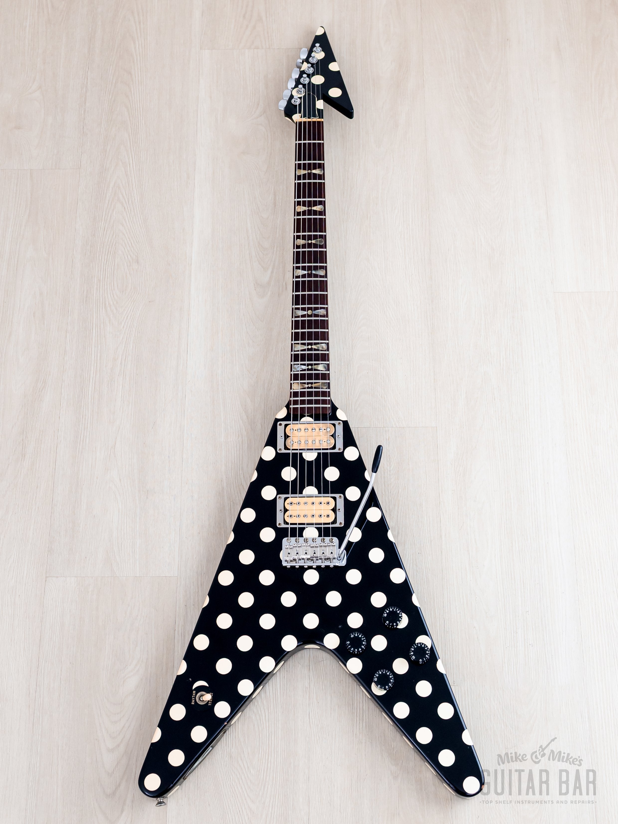 1980s Fernandes FV-105RR Randy Rhoads Flying V Polka Dot, Burny Japan