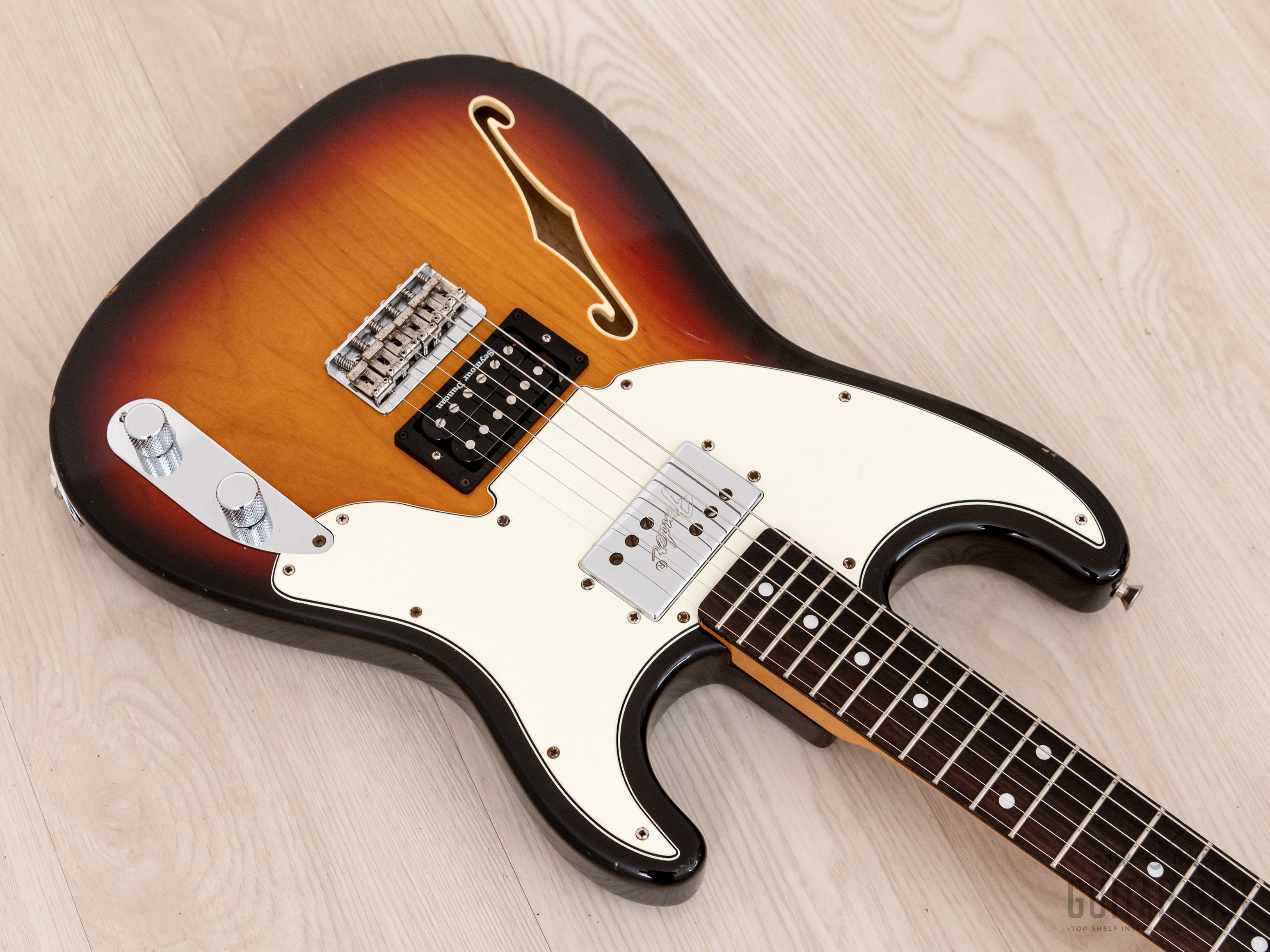 2011 Fender Pawn Shop '72 Semi-Hollow Strat-Style Guitar Sunburst w/ Wide Range & Duncan SH-4 JB, Japan MIJ