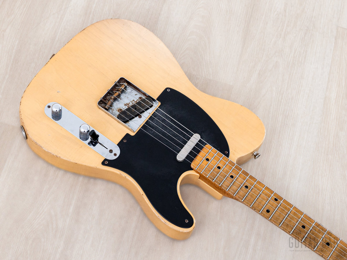 2016 Danocaster Single Cut Blackguard Butterscotch, body angled view
