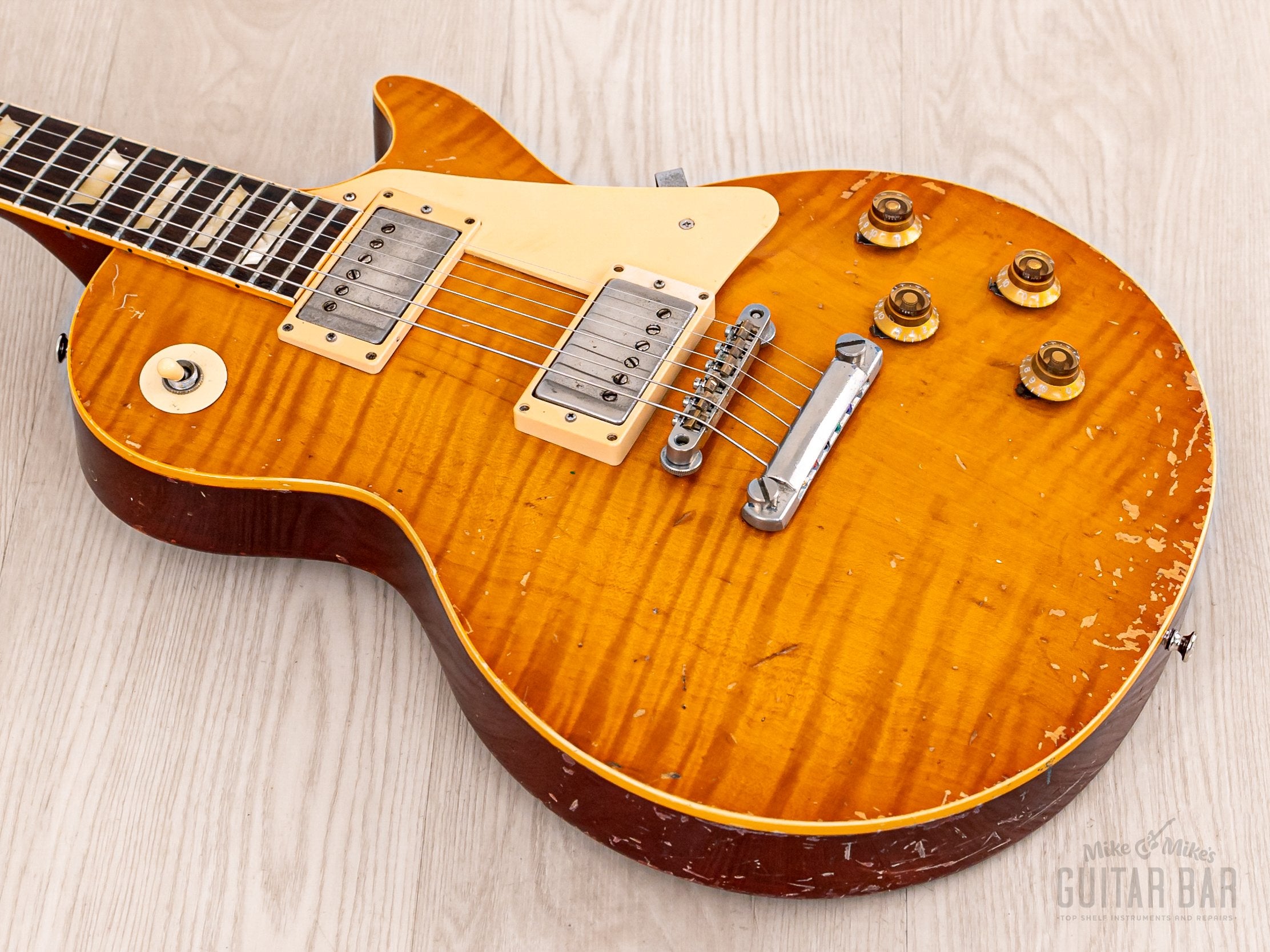 1980 Tokai Love Rock LS-200 Flame Top Burst Vintage Guitar Trans Amber w/ Reborn Case