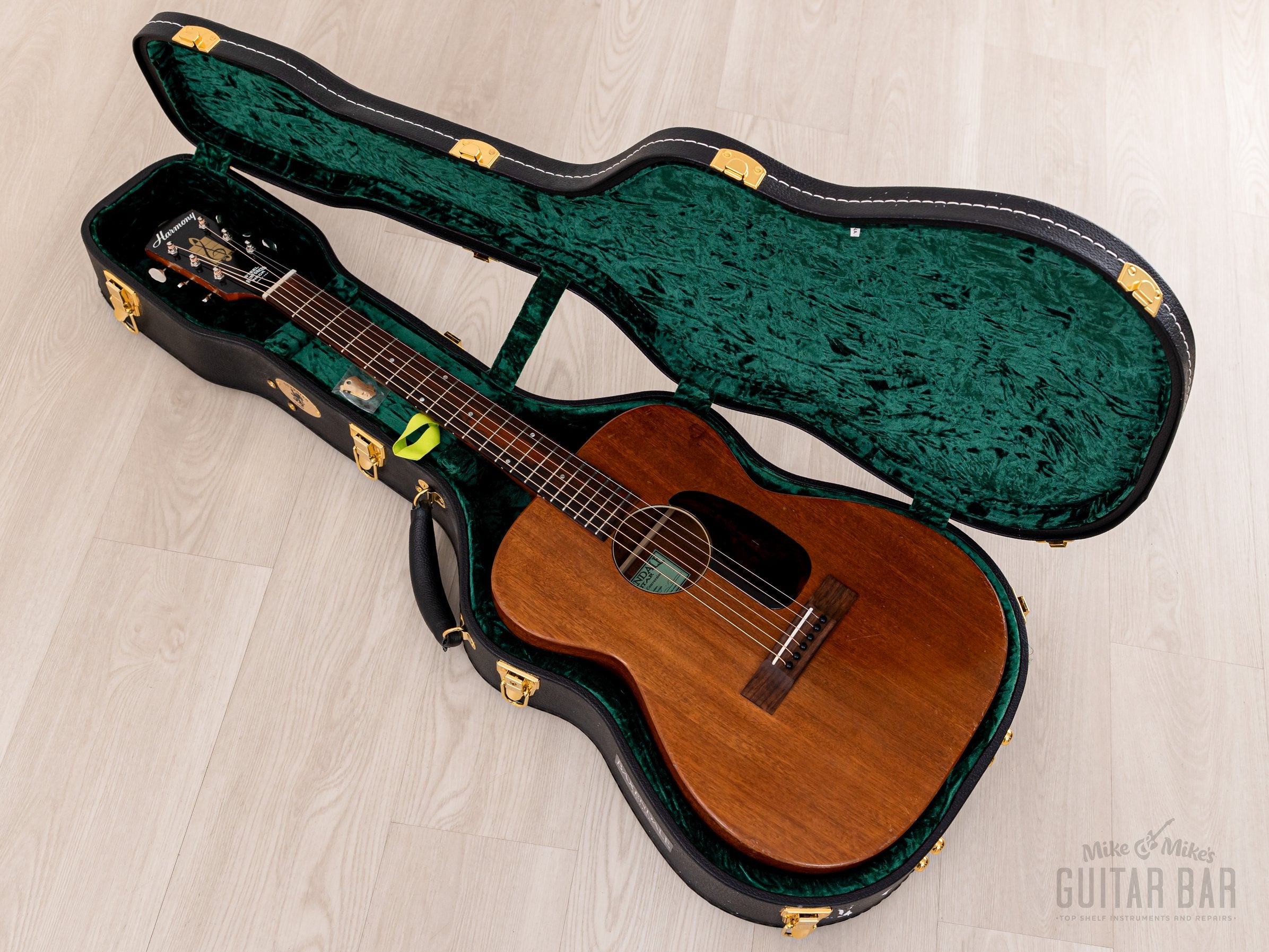 1961 Harmony H165 Baxendale Conversion X-Braced Vintage Mahogany Acoustic Guitar w/ Case