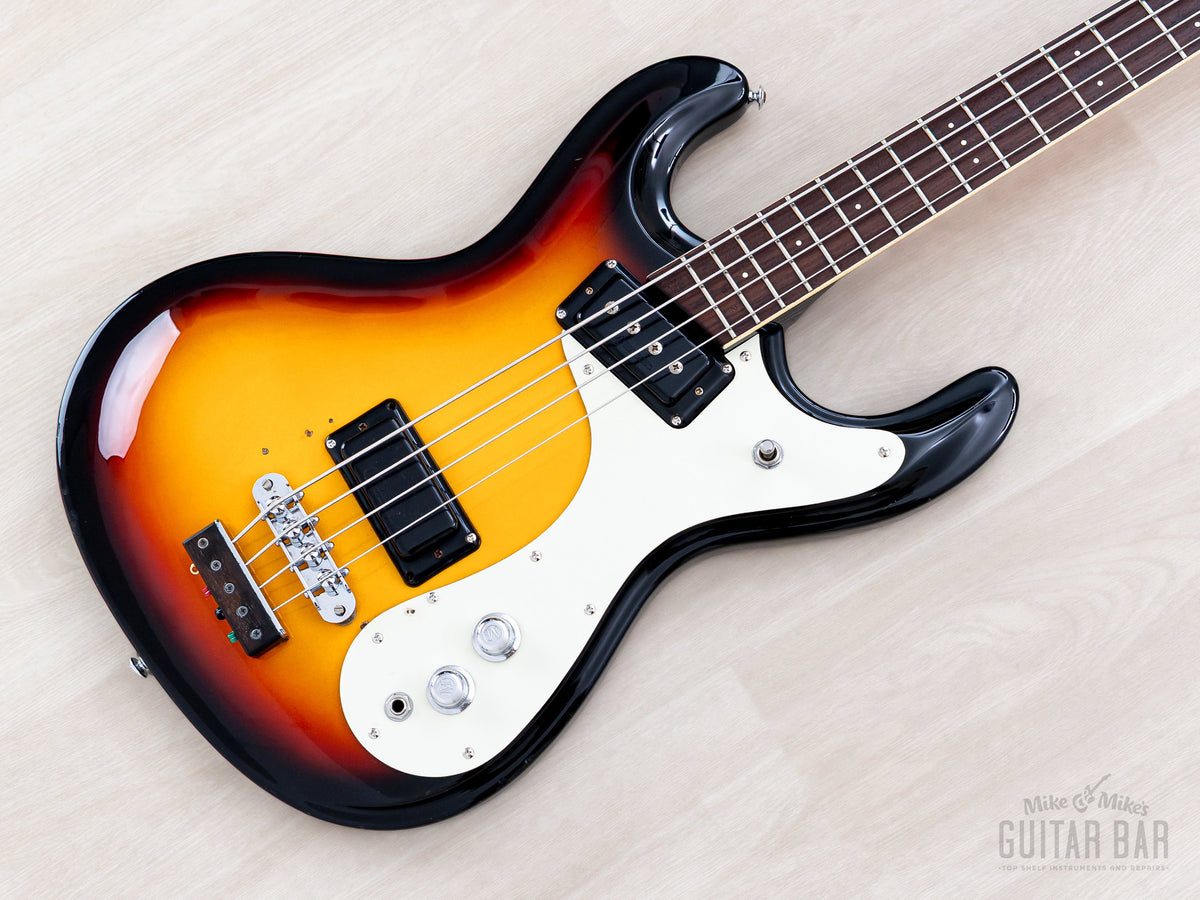 1991 Mosrite Ventures Model Bass in Sunburst, angled front view