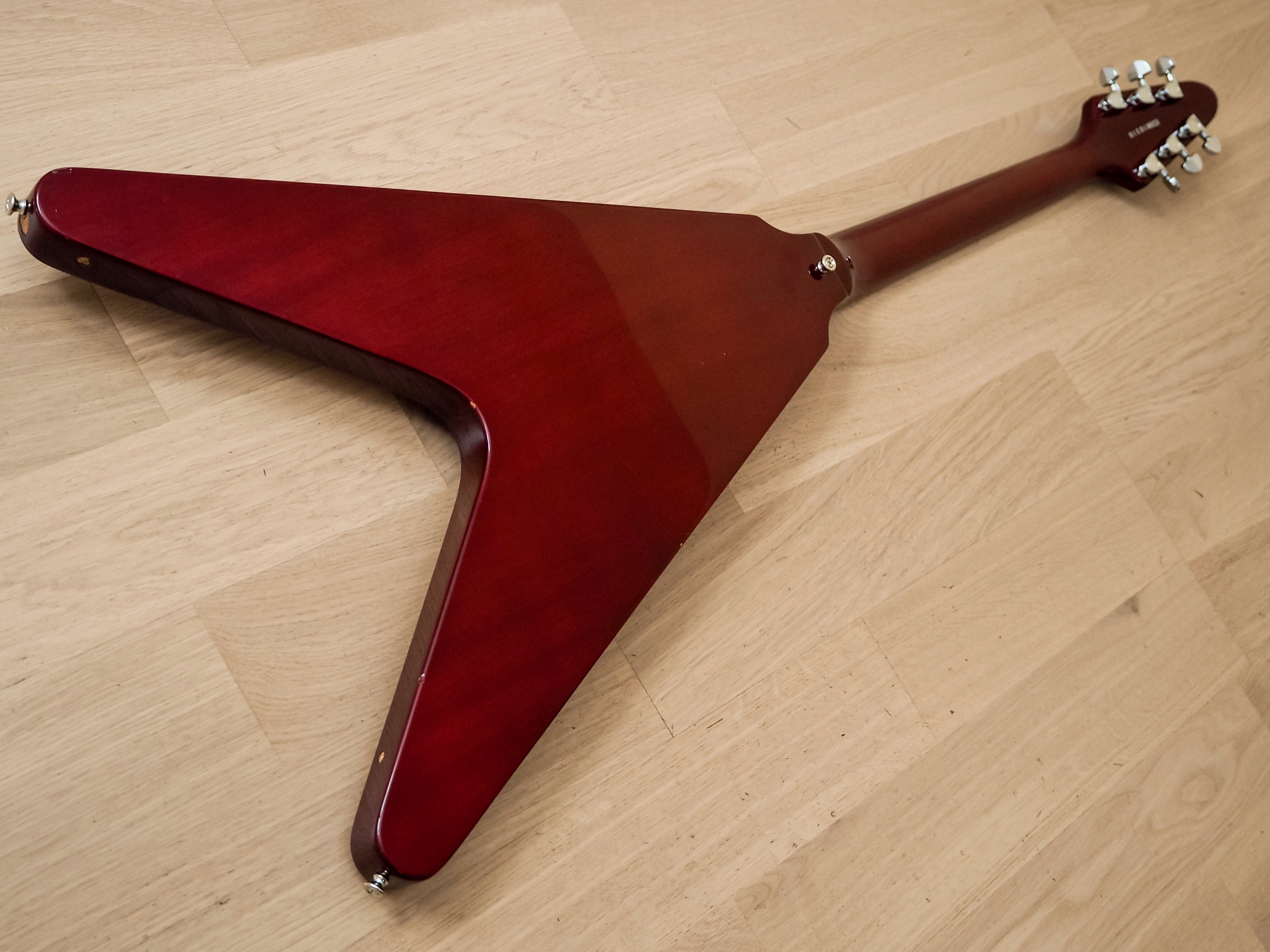 2008 Edwards by ESP E-FV-85D Flying V 67-Style Electric Guitar Cherry w/ USA Duncans, Japan
