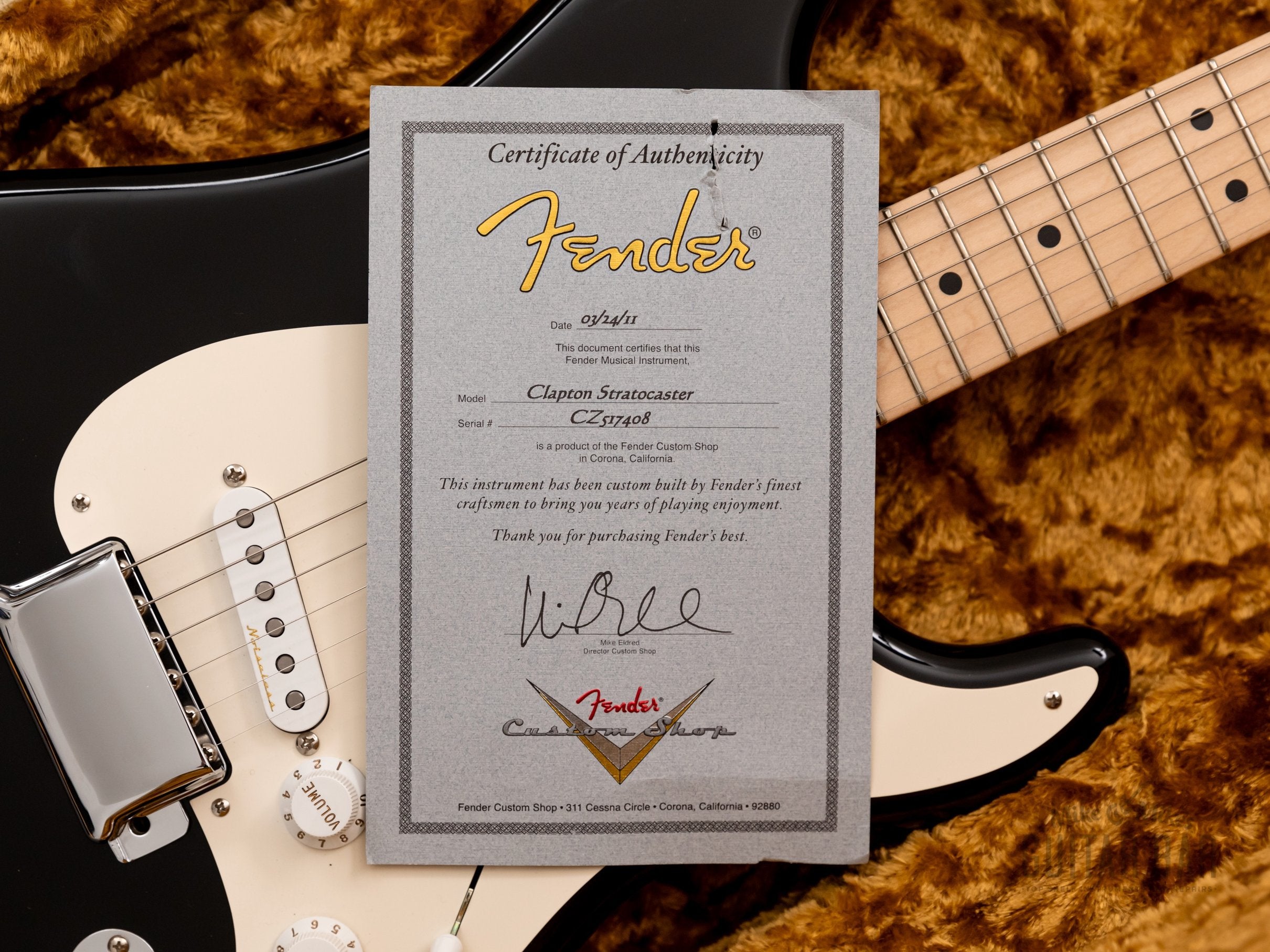2011 Fender Custom Shop Eric Clapton Stratocaster Blackie w/ Case, COA, Hangtags