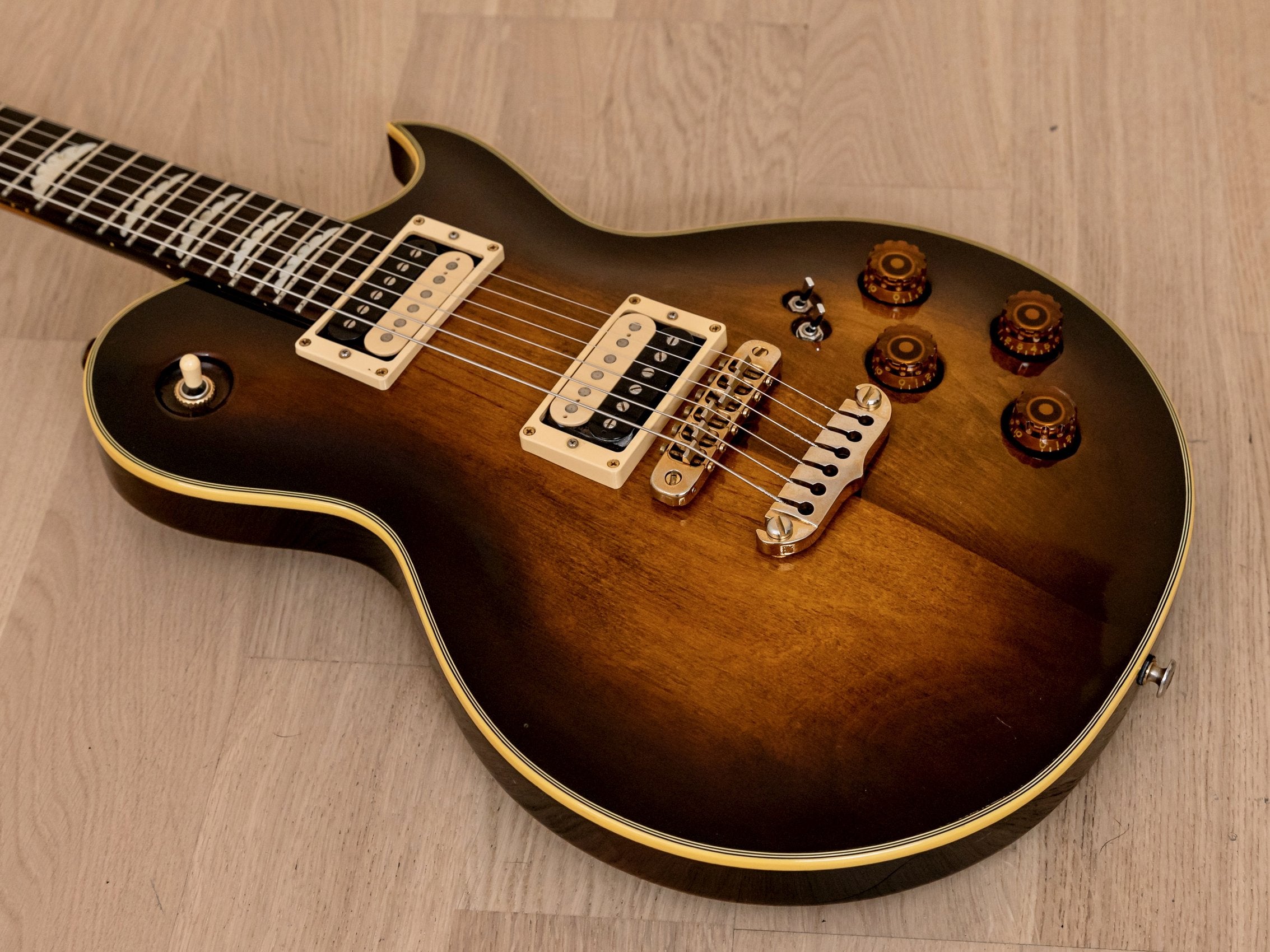 1981 Aria Pro II PE-R80 Vintage Electric Guitar 100% Original Antique Brown Japan Matsumoku w/ Maxon MMK 75