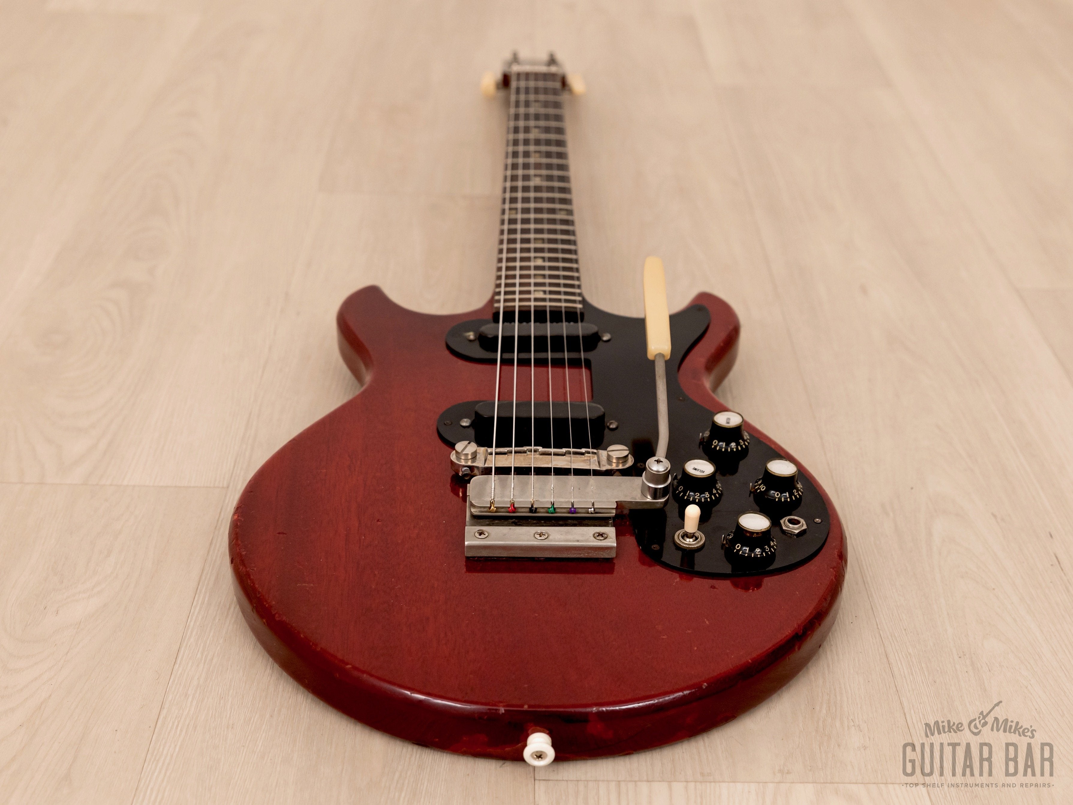 1965 Gibson Melody Maker D Double Vintage Electric Guitar Cherry w/ Vibrola, Case