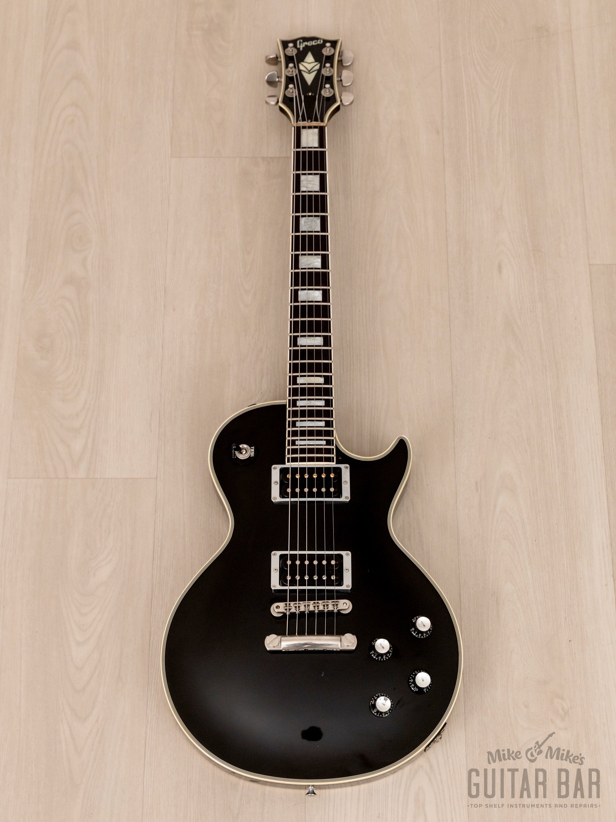 1984 Greco Mint Collection JS55 John Sykes Custom Black Beauty Vintage Guitar Ebony, Japan Fujigen