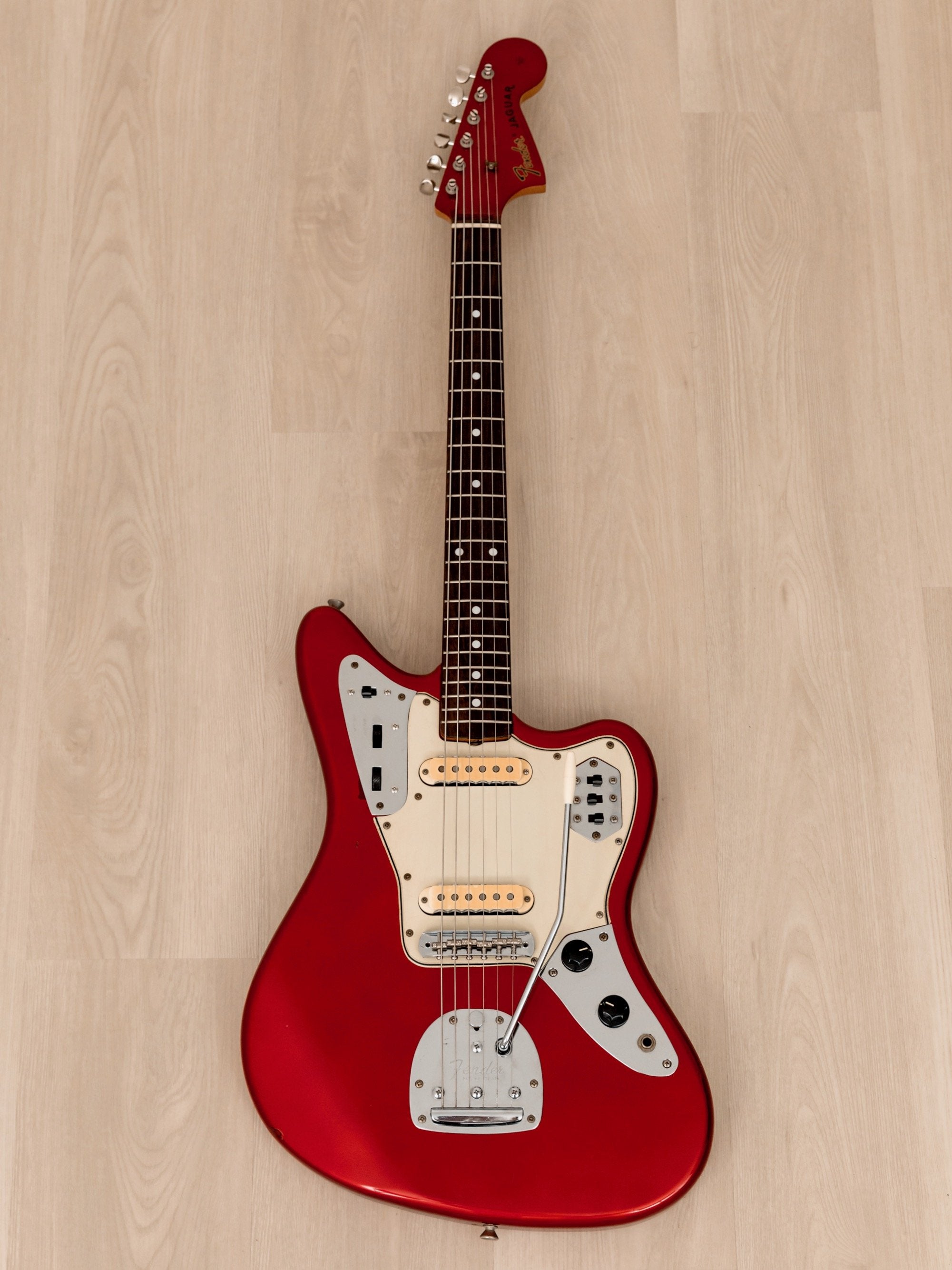 1995 Fender Jaguar '62 Vintage Reissue Offset Guitar JG66-85 Candy Apple Red w/ Headstock, Japan MIJ