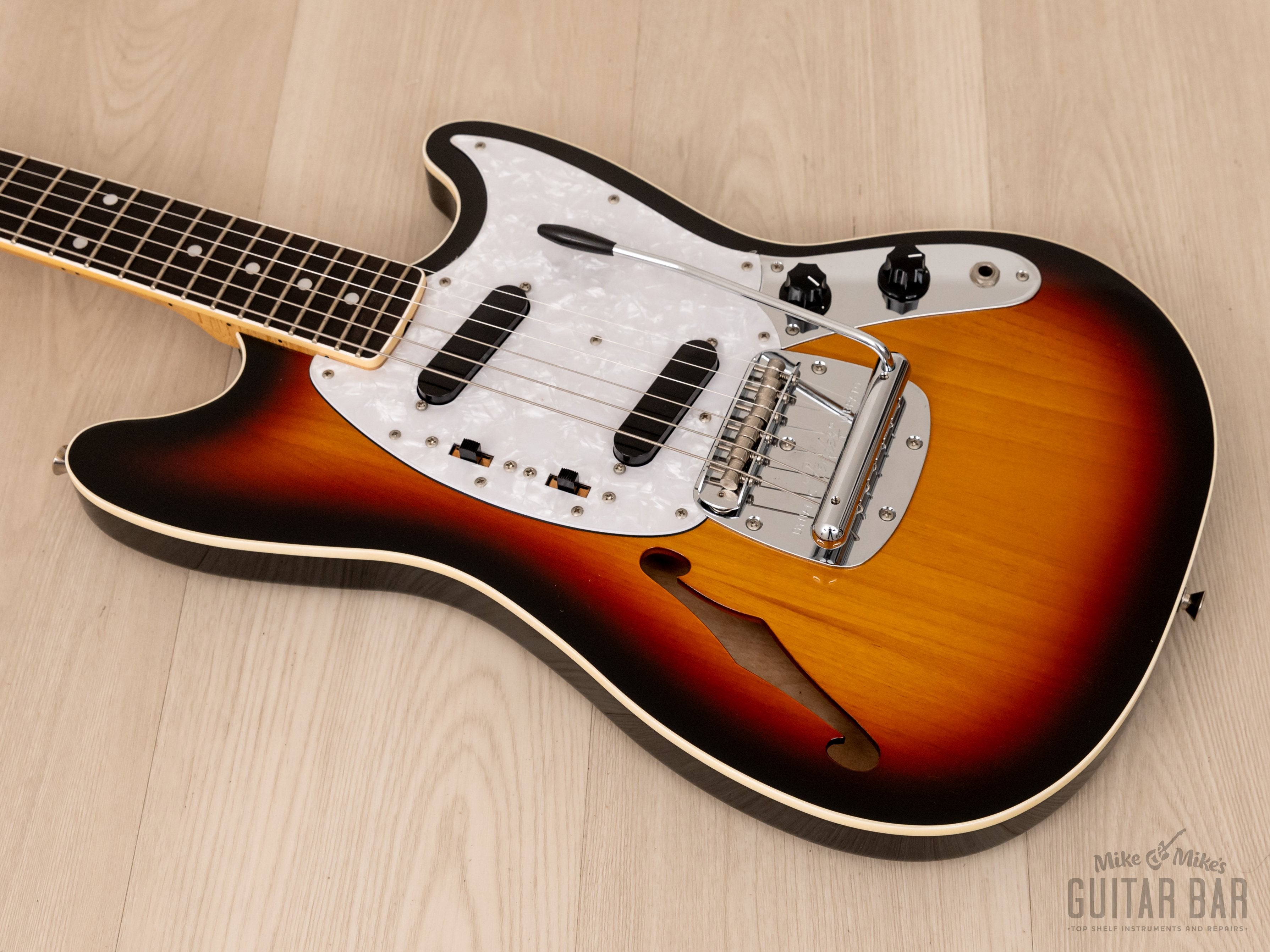 2012 Fender Mustang Thinline MG/HO Semi-Hollow Sunburst Near-Mint w/ Hangtags, Japan MIJ