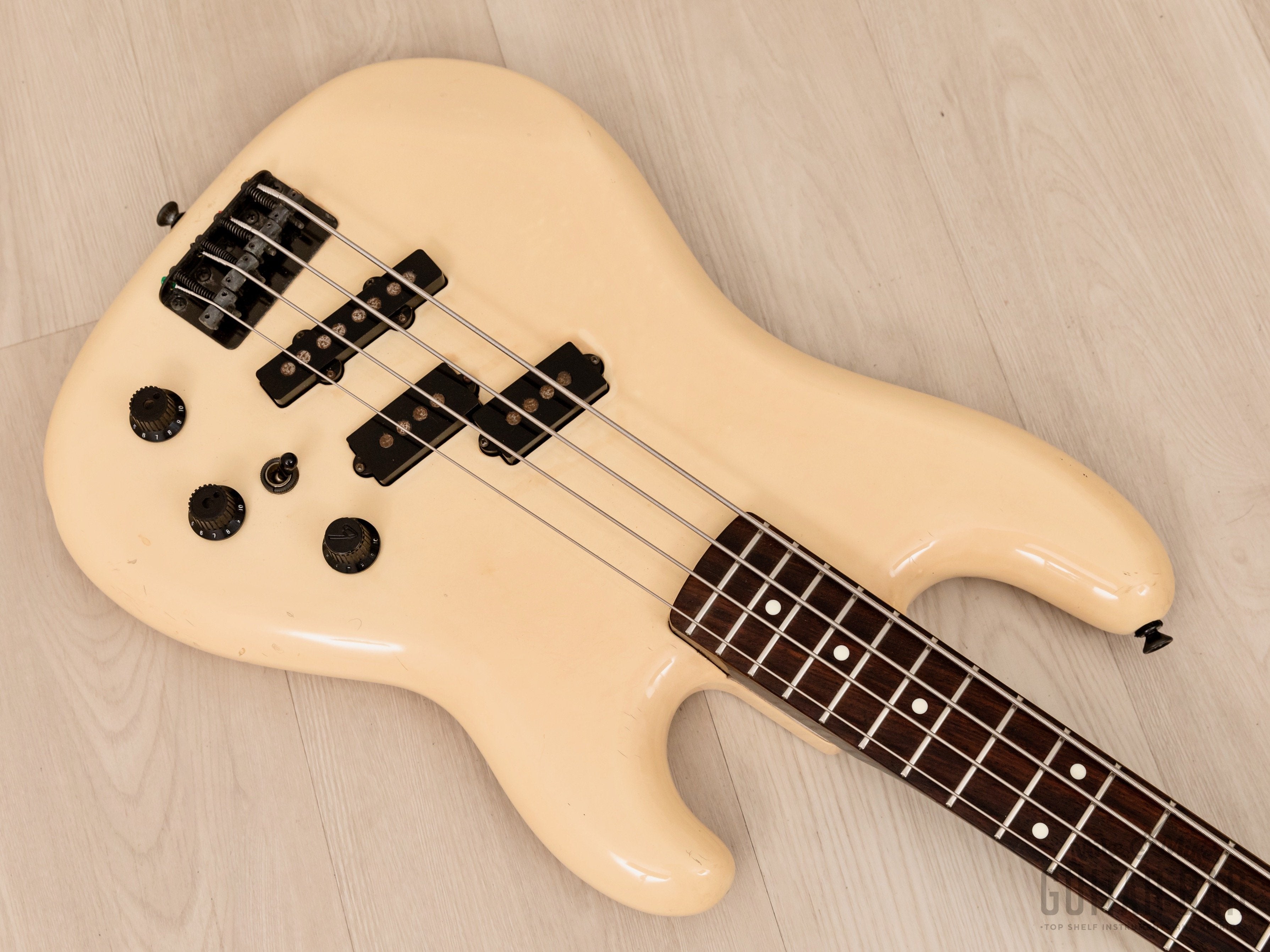 1985 Fender Boxer Series Jazz Bass Special PJ-535 Vintage PJ Bass Snow White Medium Scale, Japan MIJ Fujigen